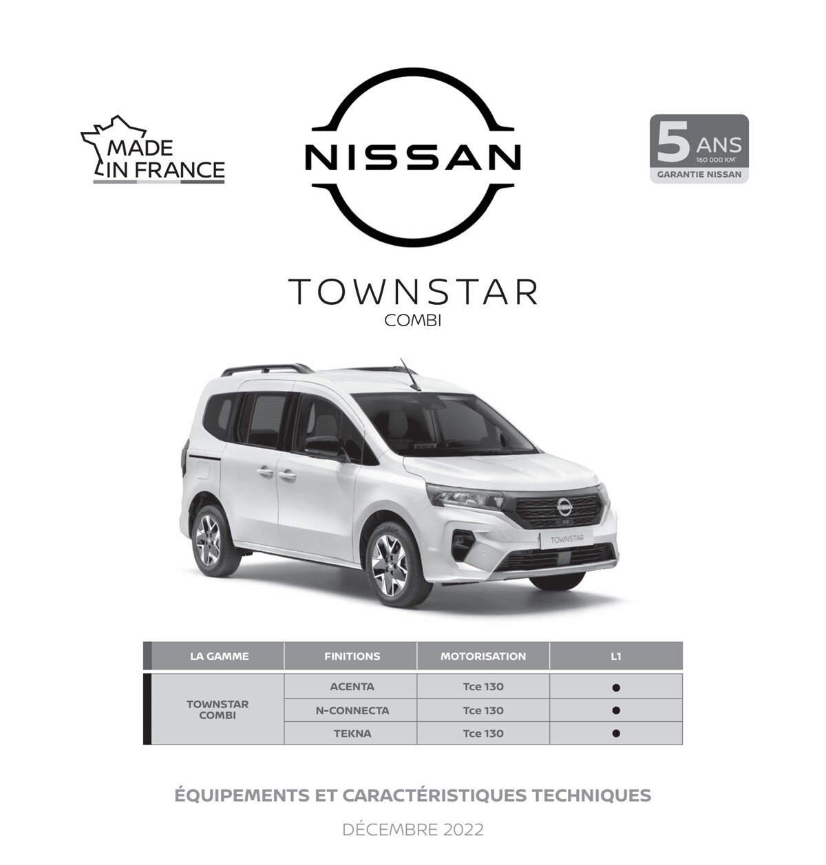 Catalogue Nouveau Nissan Townstar Combi, page 00014