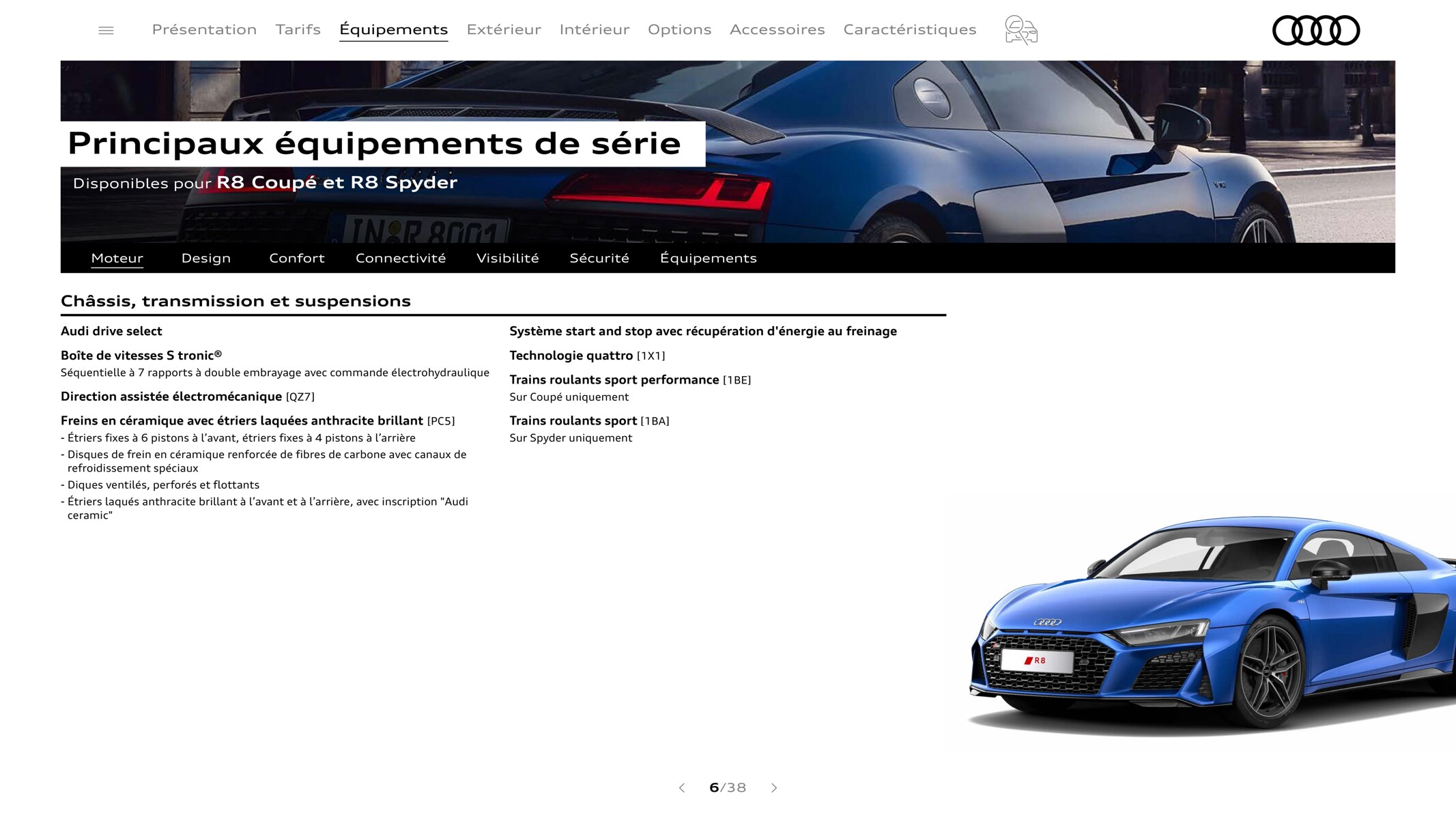 Catalogue R8 Coupé V10 performance quattro, page 00006