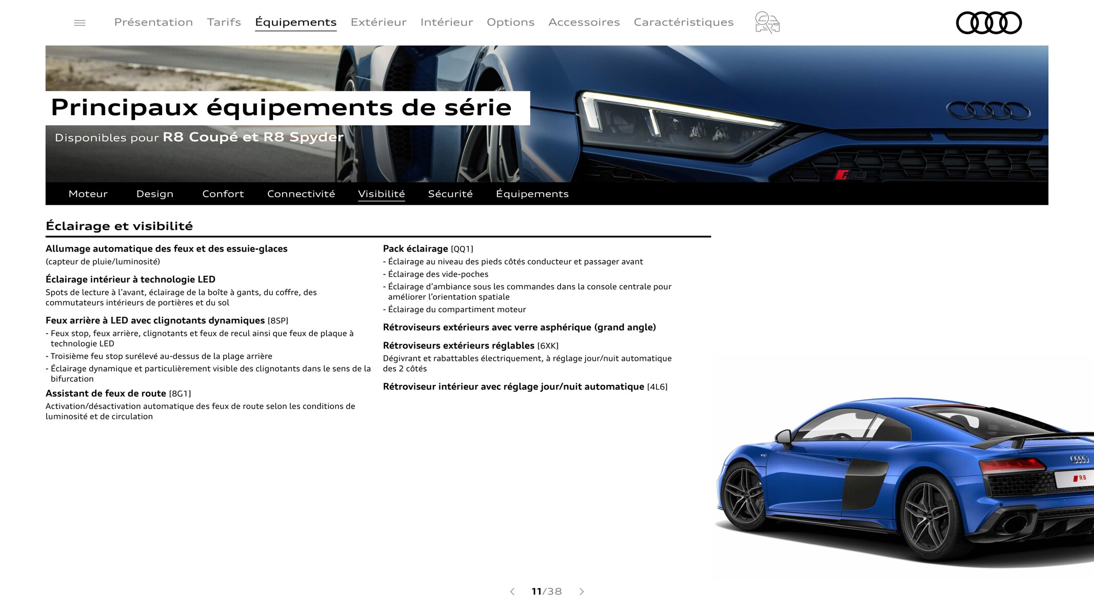 Catalogue R8 Coupé V10 performance quattro, page 00011