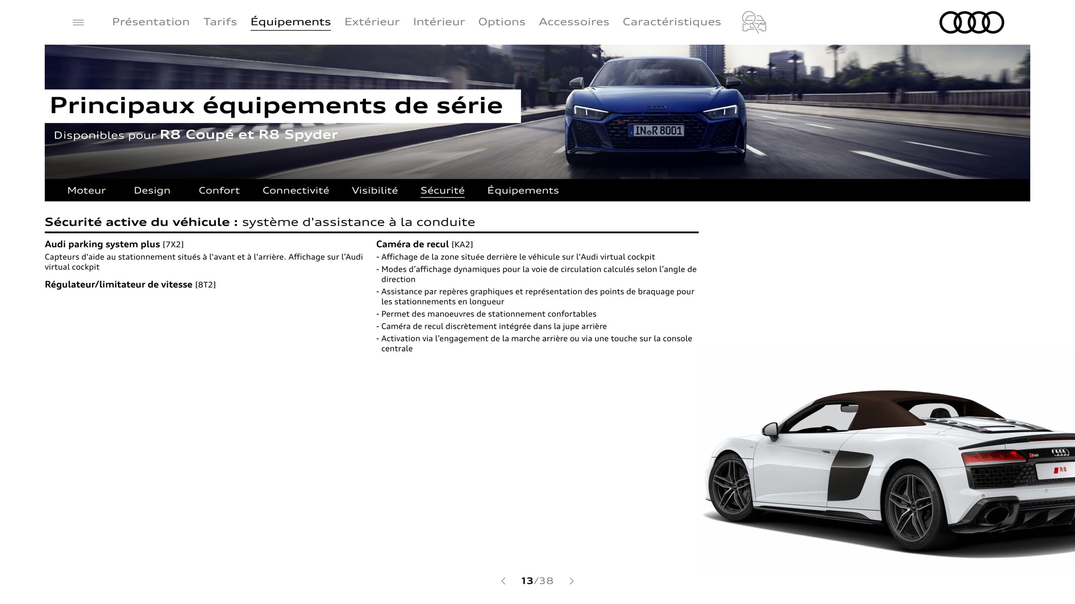 Catalogue R8 Coupé V10 performance quattro, page 00013