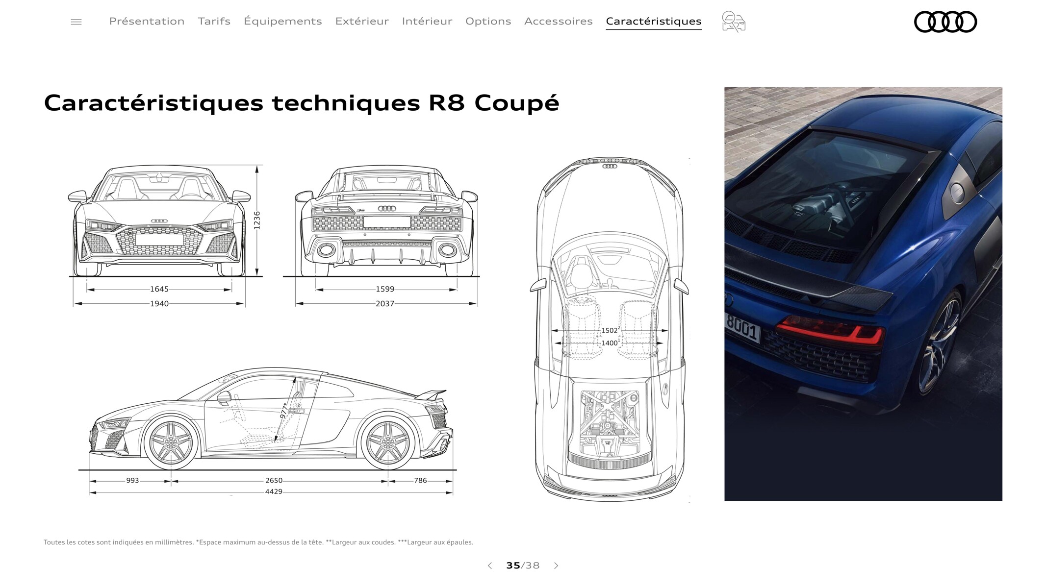 Catalogue R8 Coupé V10 performance quattro, page 00035