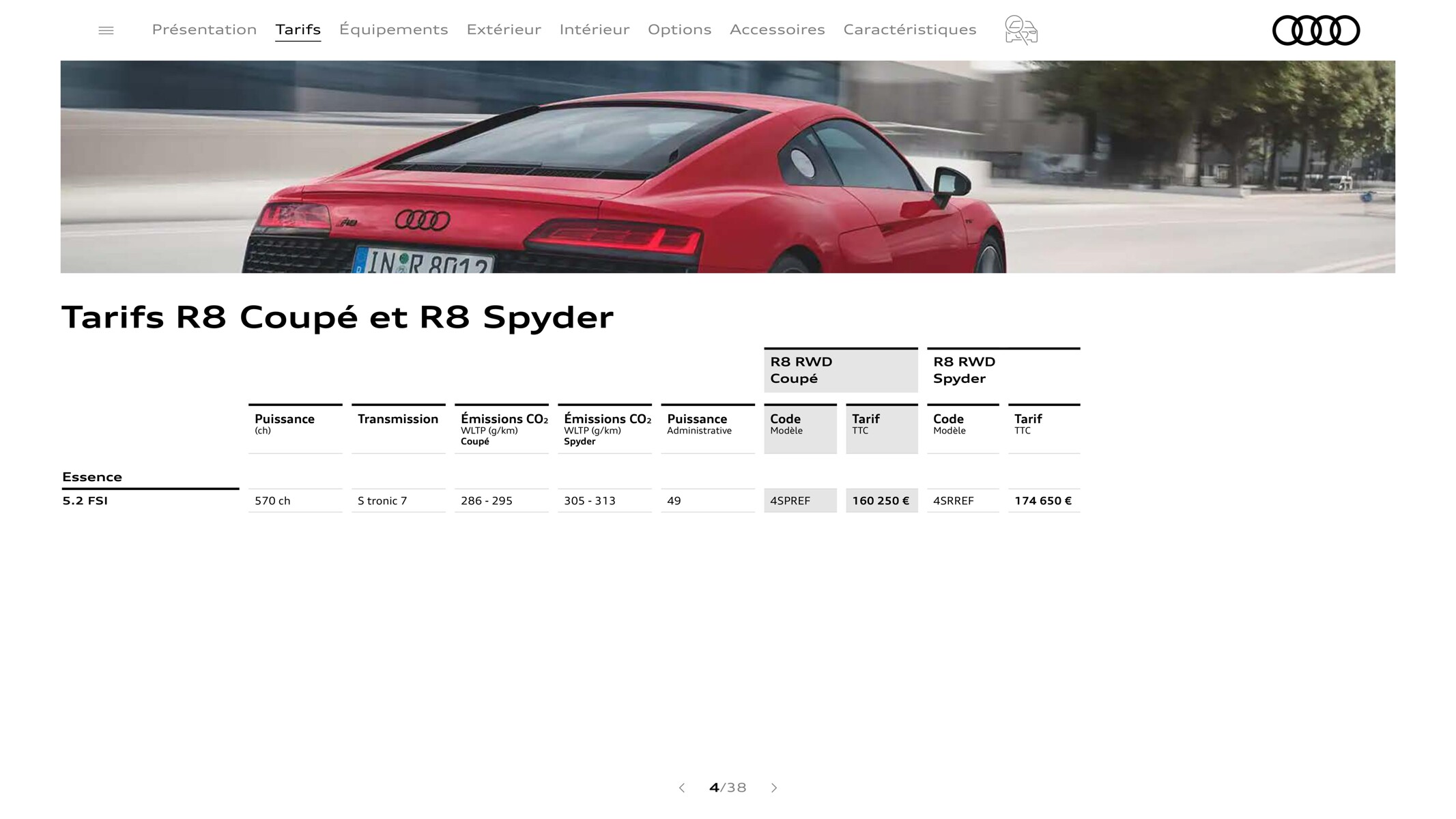 Catalogue R8 Spyder V10 performance RWD, page 00004