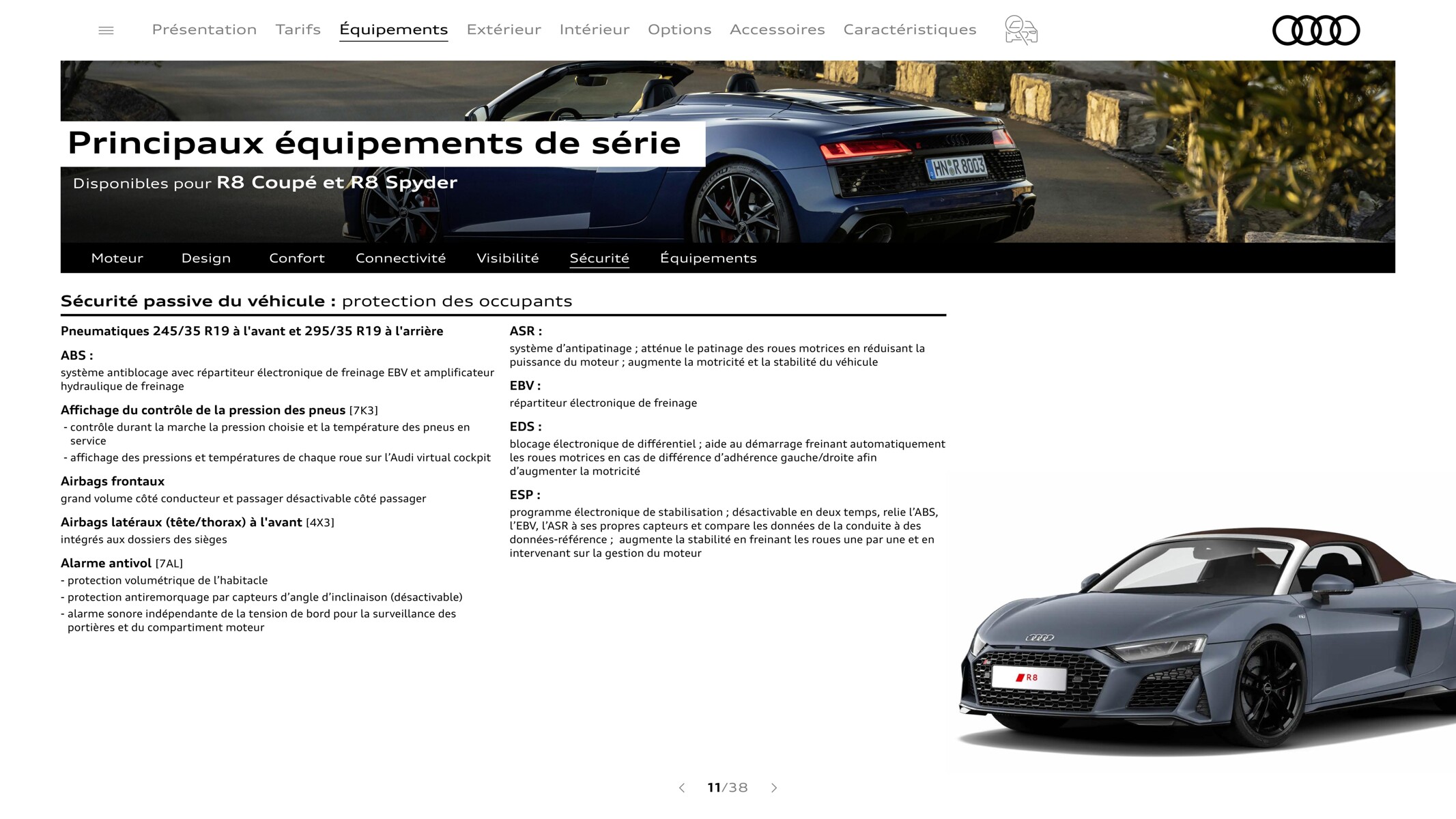 Catalogue R8 Spyder V10 performance RWD, page 00011