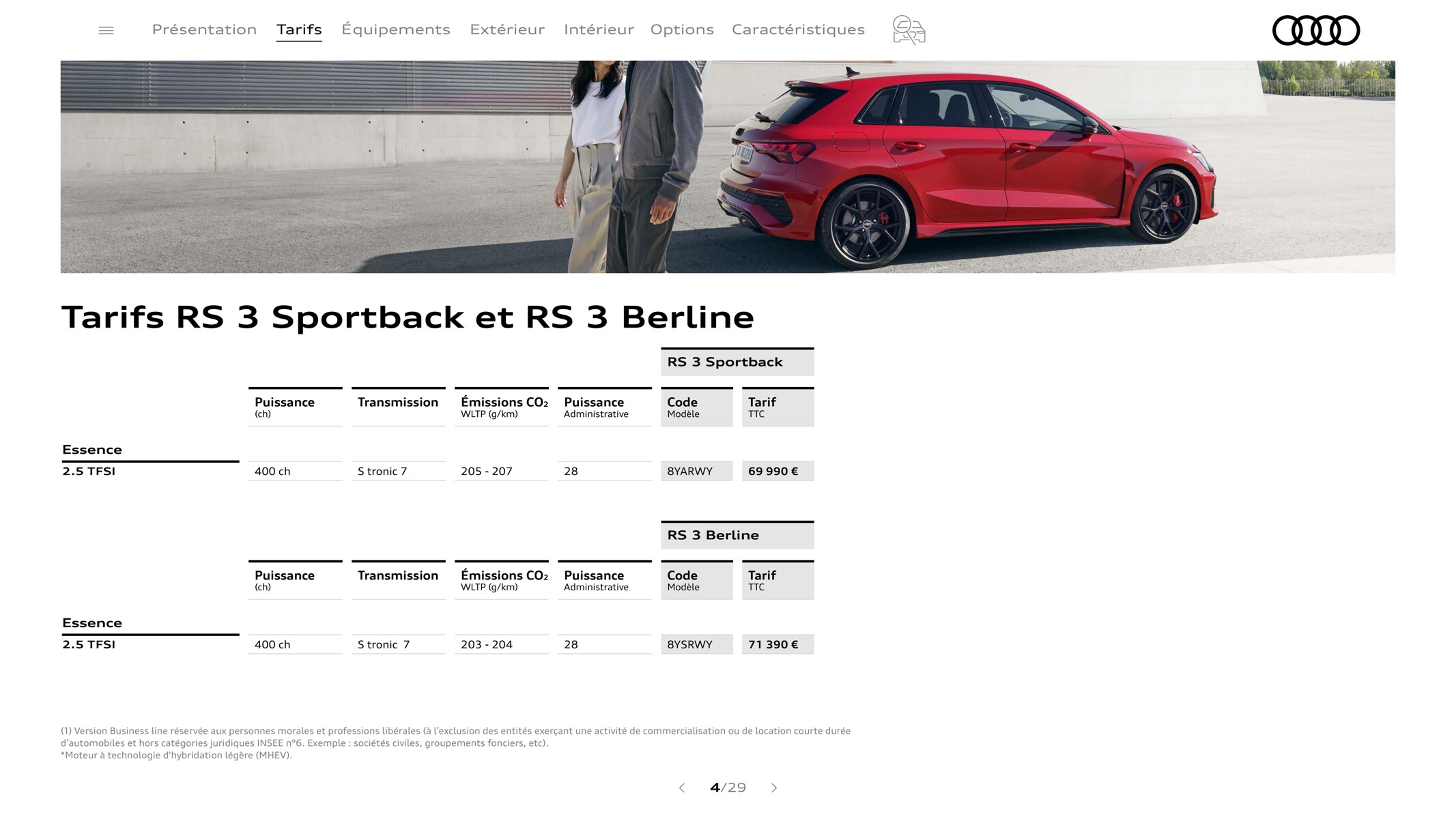 Catalogue RS 3 Sportback, page 00004