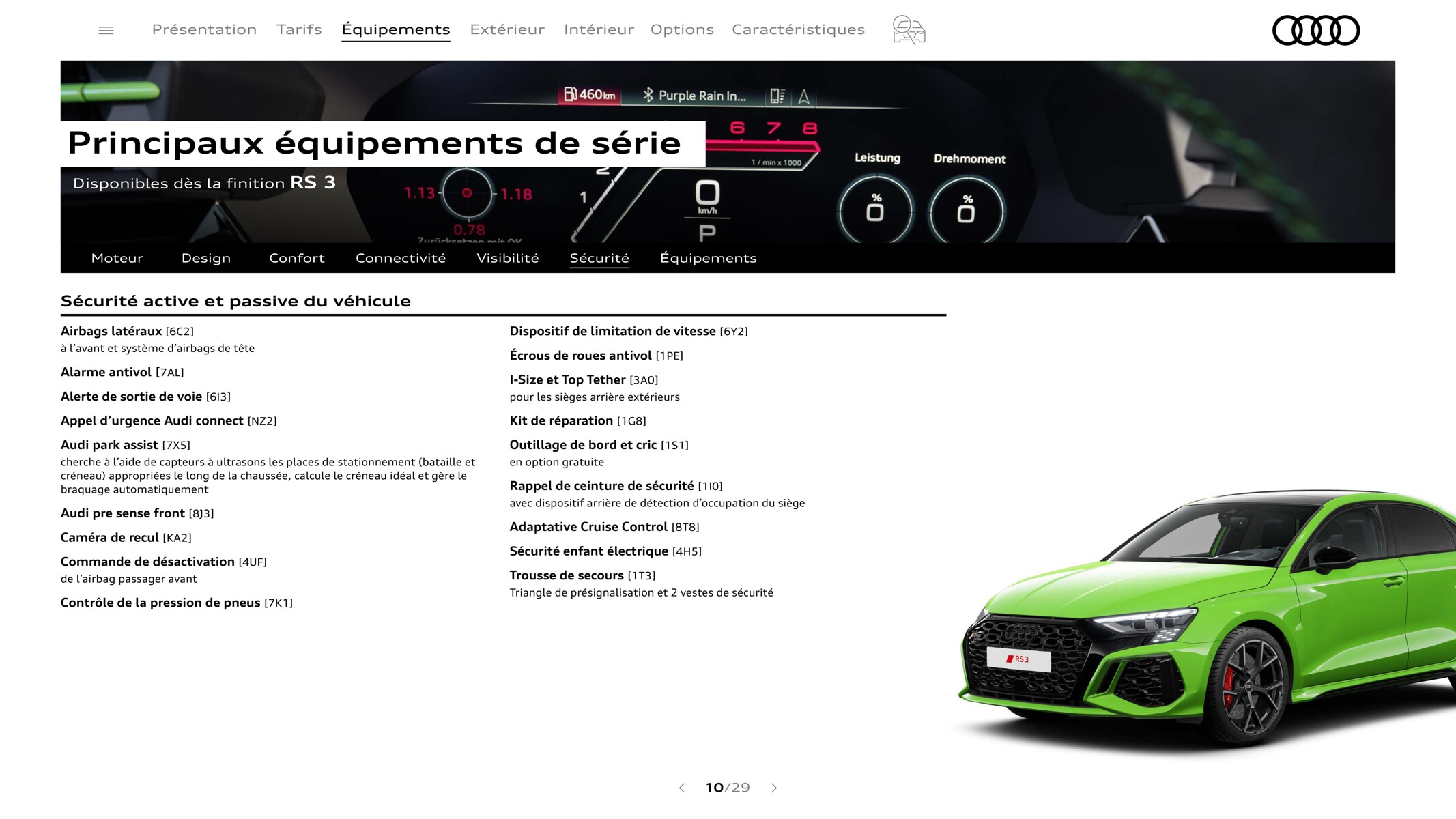 Catalogue RS 3 Sportback, page 00010