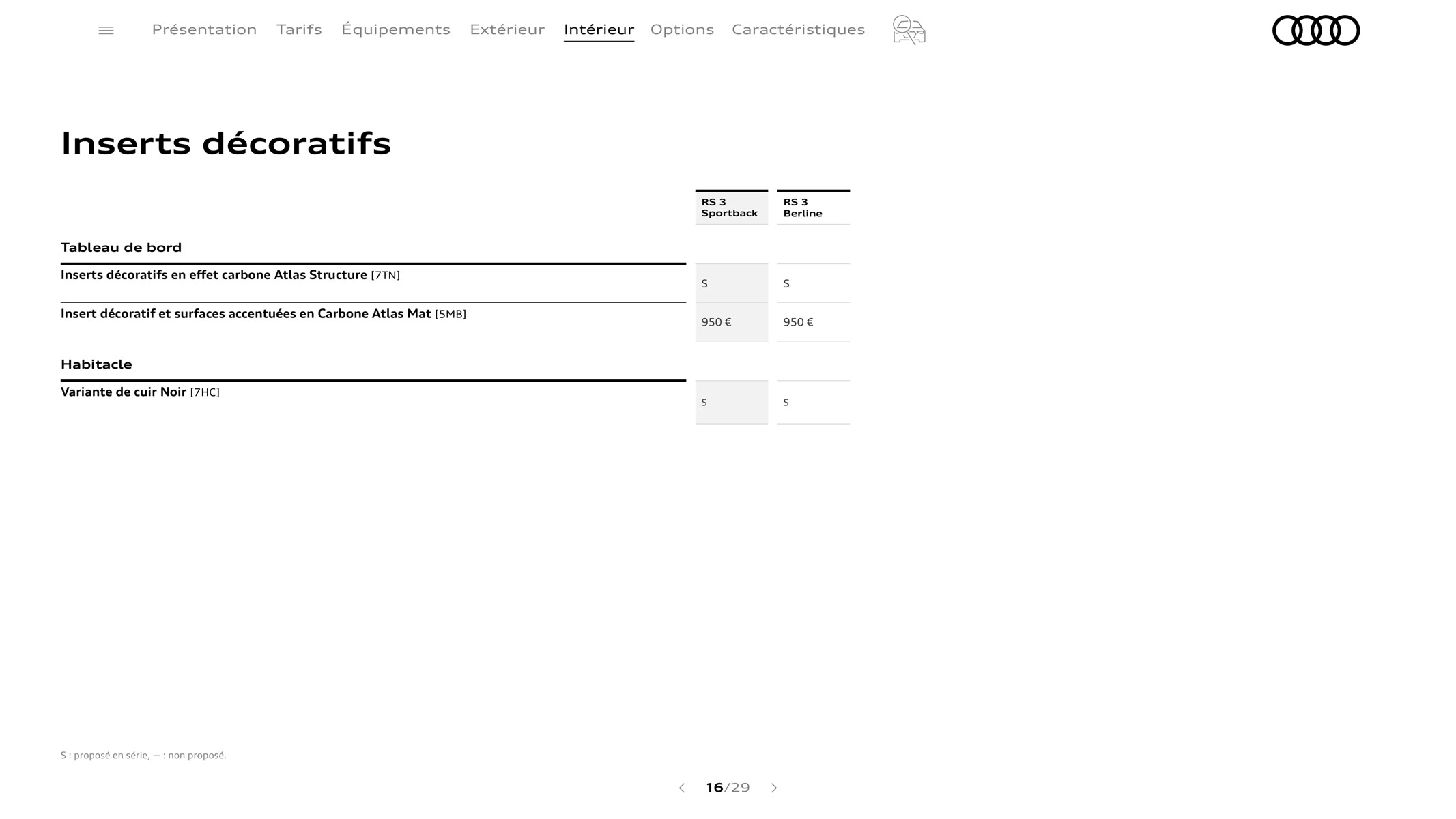 Catalogue RS 3 Sportback, page 00016