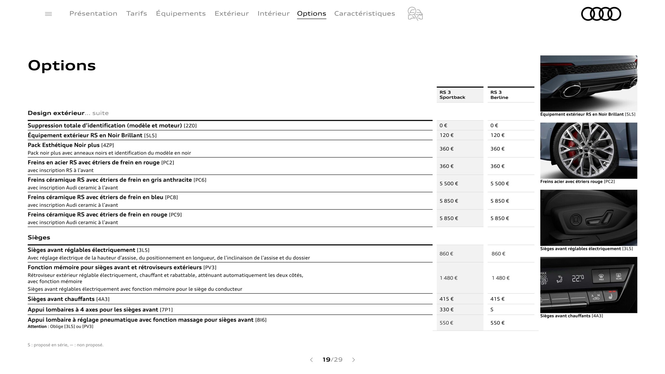 Catalogue RS 3 Sportback, page 00019