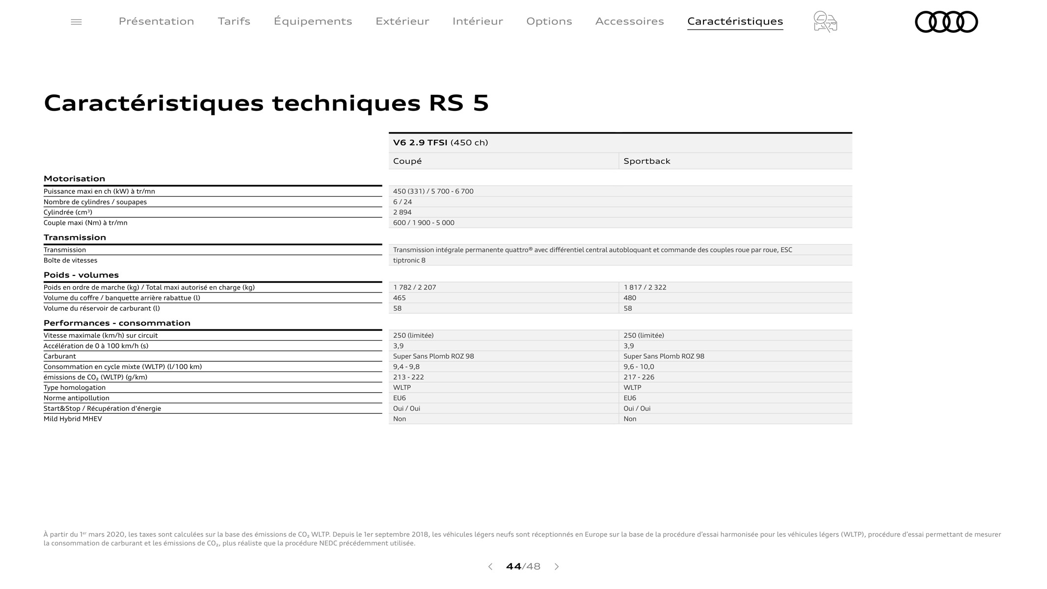 Catalogue RS 5 Coupé, page 00044