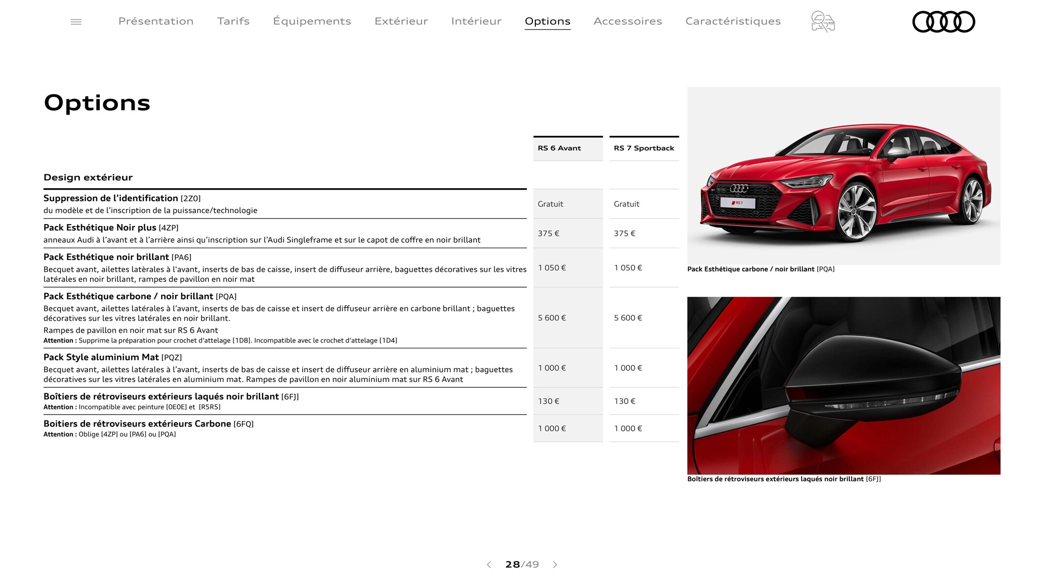 Catalogue RS 7 Sportback, page 00028