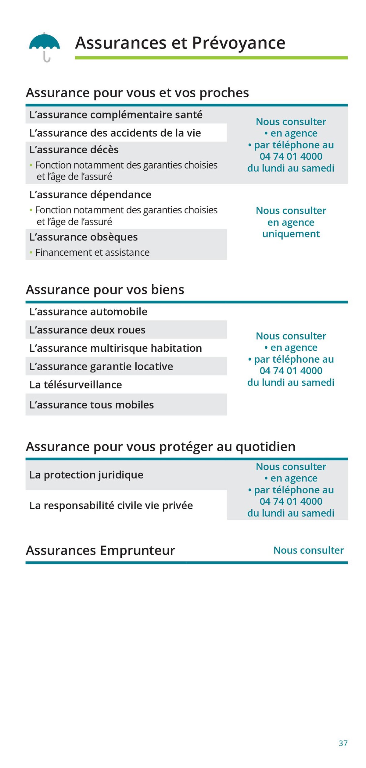 Catalogue Particuliers / Vos Tarifs au Quotidien, page 00037