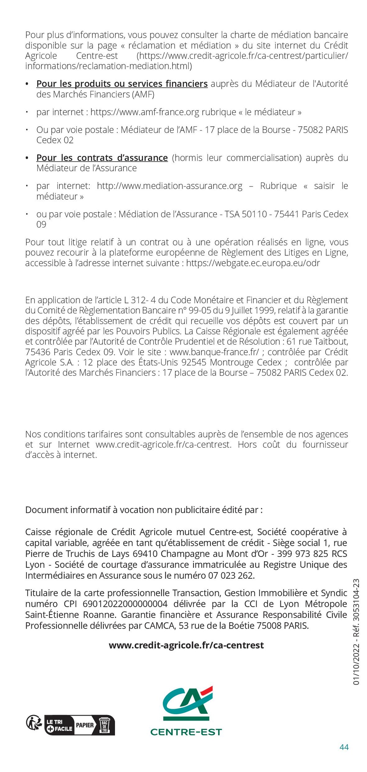 Catalogue Particuliers / Vos Tarifs au Quotidien, page 00044