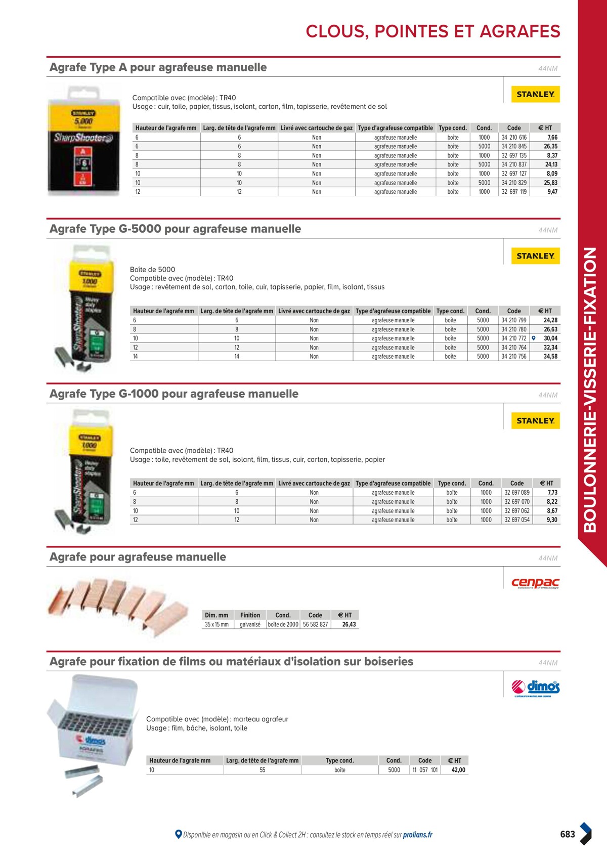 Catalogue PRO&DISPO L'OFFRE 100% STOCK DE PROLIANS, page 00685