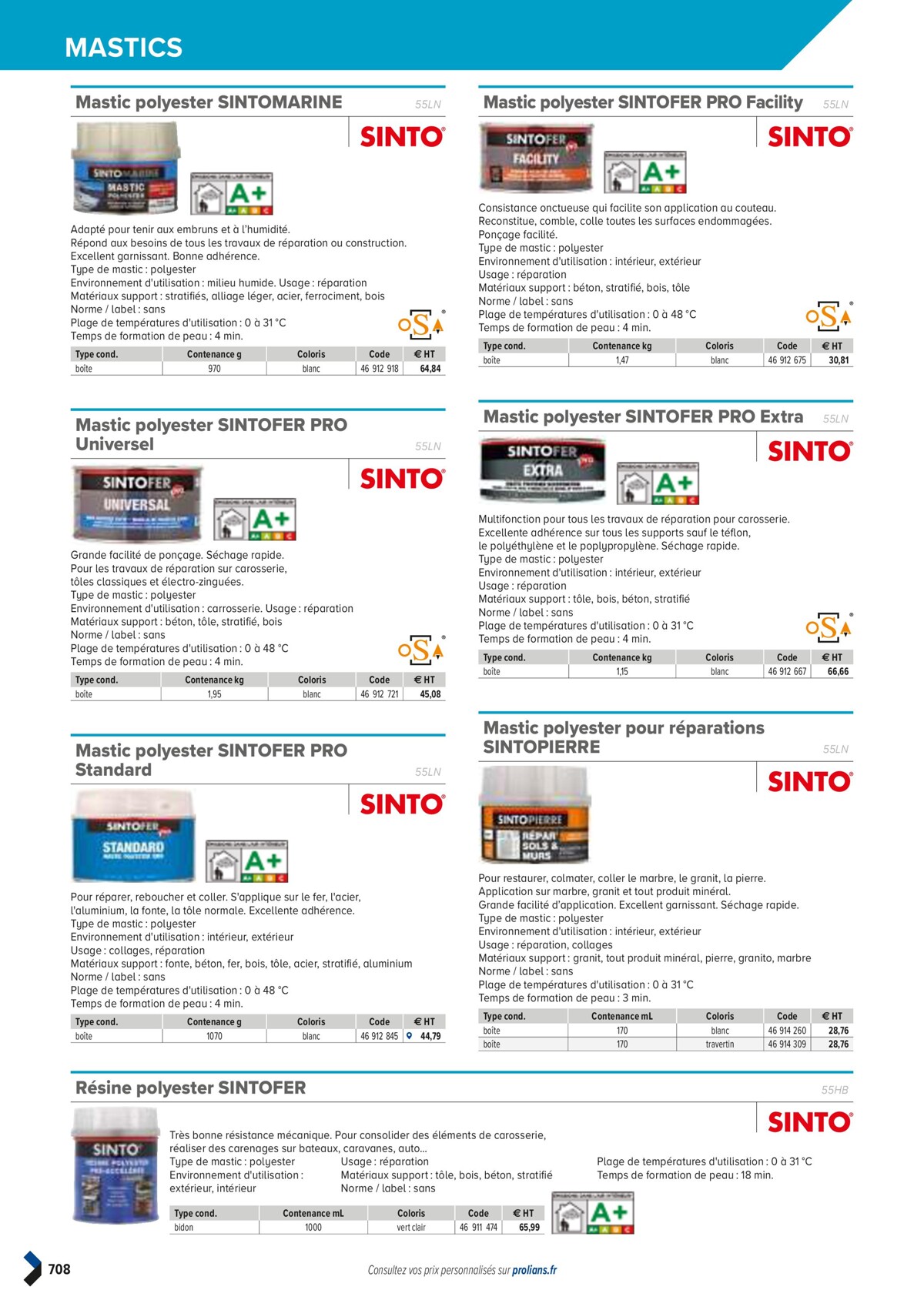 Catalogue PRO&DISPO L'OFFRE 100% STOCK DE PROLIANS, page 00710