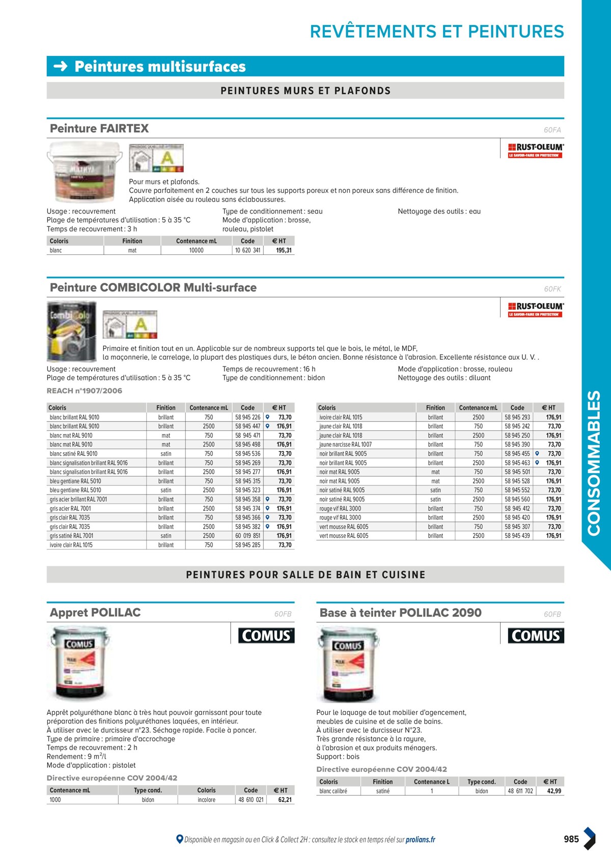 Catalogue PRO&DISPO L'OFFRE 100% STOCK DE PROLIANS, page 00987