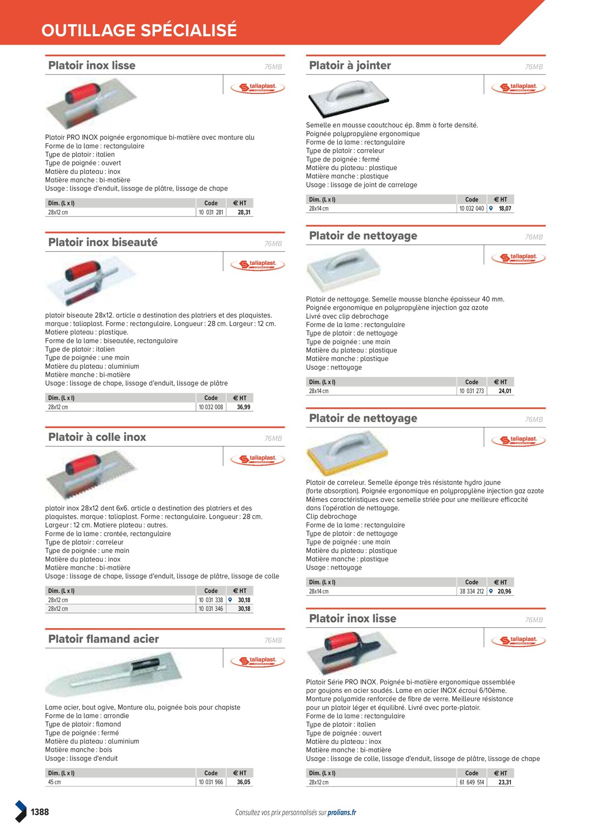 Catalogue PRO&DISPO L'OFFRE 100% STOCK DE PROLIANS, page 01390