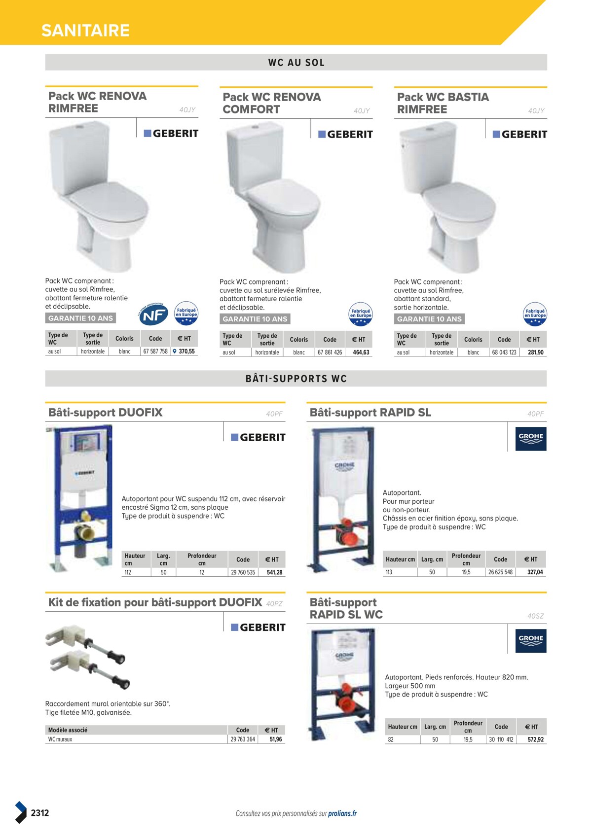 Catalogue PRO&DISPO L'OFFRE 100% STOCK DE PROLIANS, page 02314