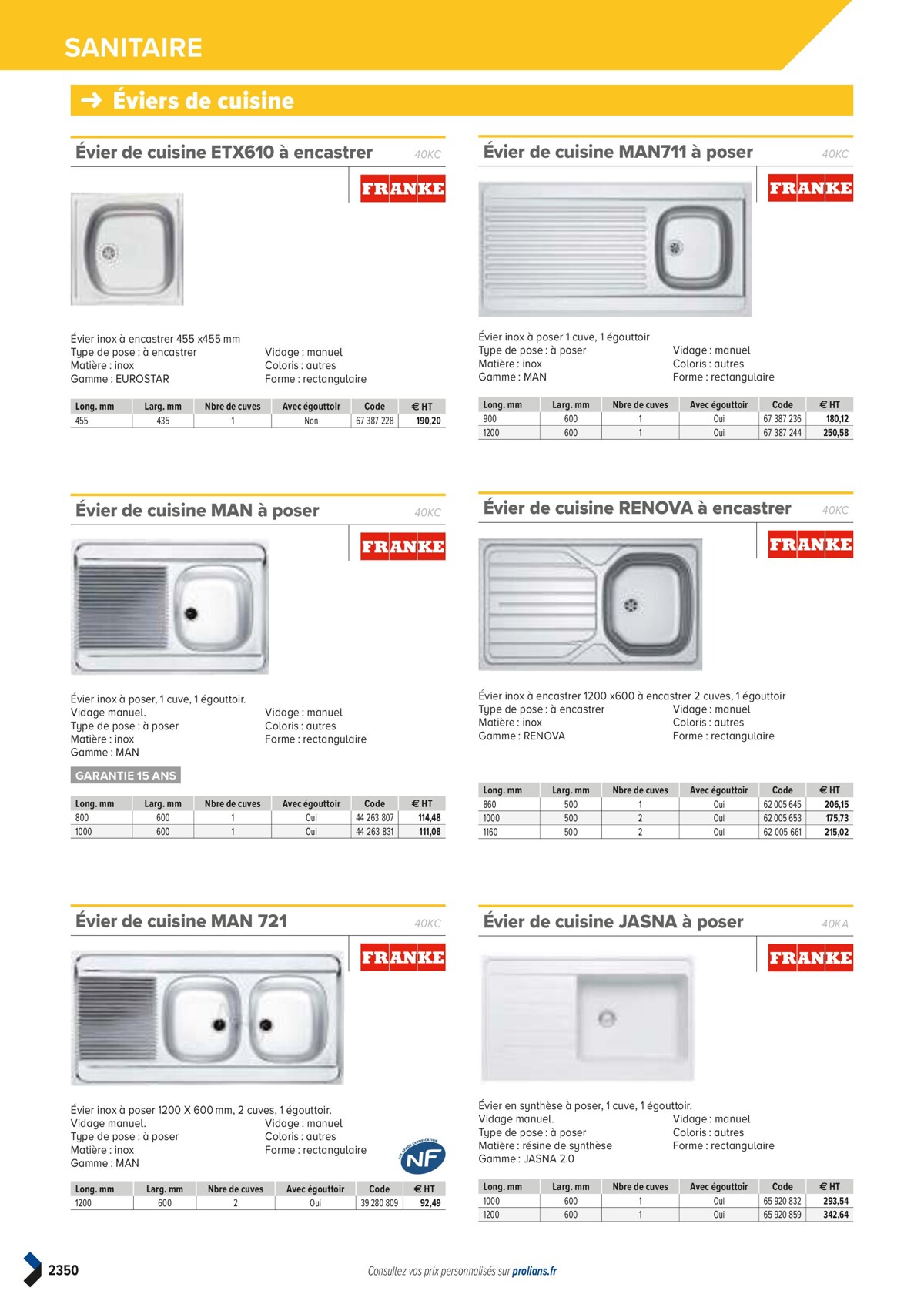 Catalogue PRO&DISPO L'OFFRE 100% STOCK DE PROLIANS, page 02352