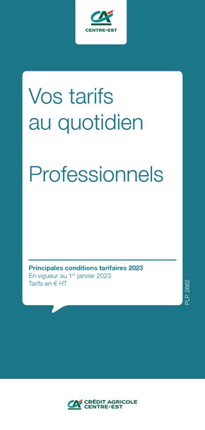 Catalogue Crédit Agricole | Professionels / Vos Tarifs au Quotidien | 01/05/2023 - 31/12/2023