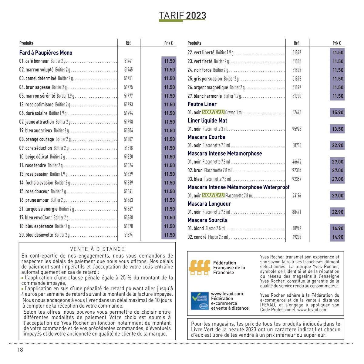 Catalogue TARIF 2023 , page 00018