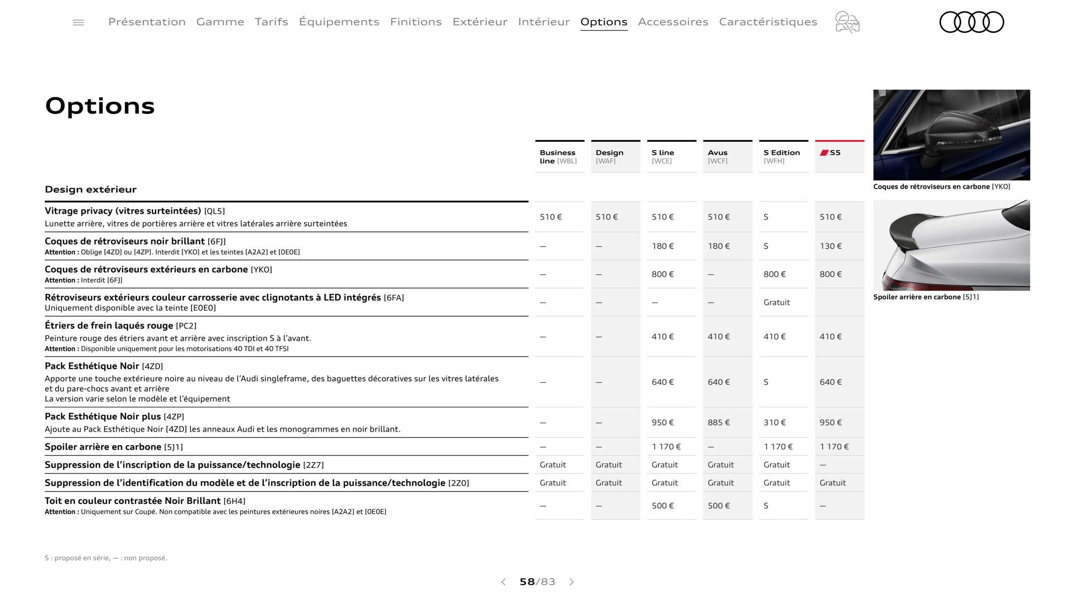 Catalogue S5 Coupé, page 00058
