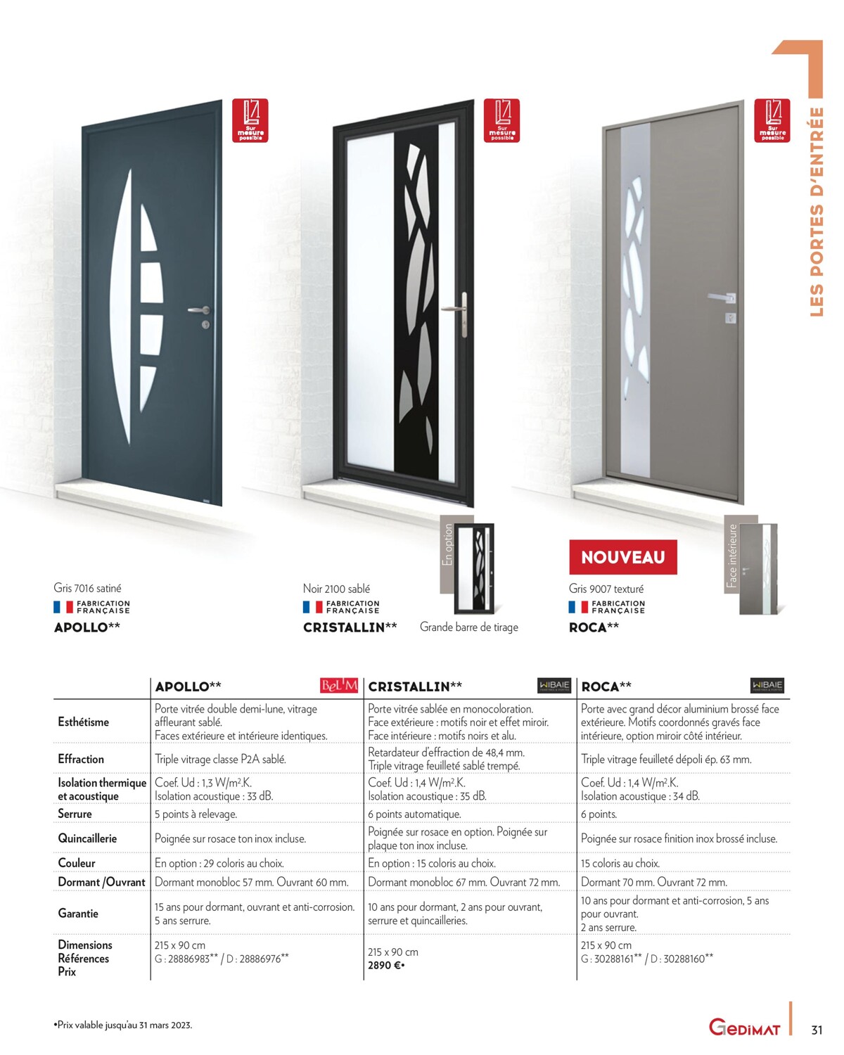 Catalogue MENUISERIES INTERIEURES & EXTERIEURES, page 00031