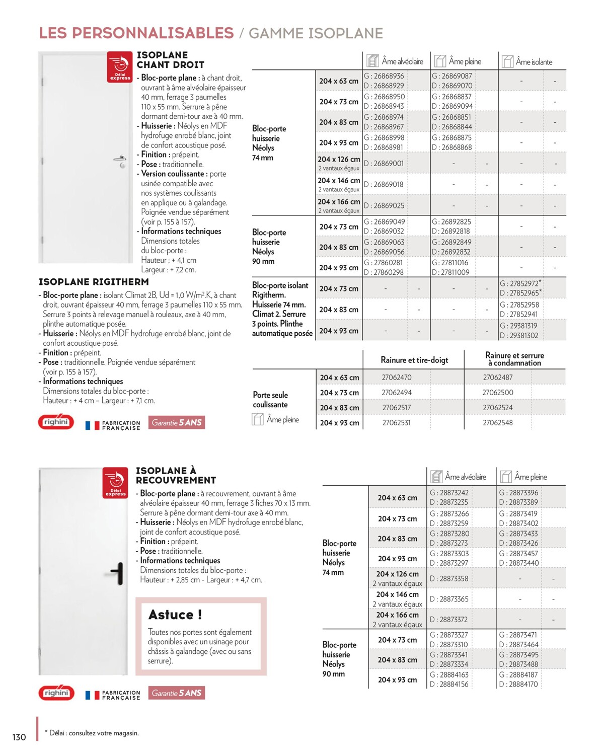 Catalogue MENUISERIES INTERIEURES & EXTERIEURES, page 00130