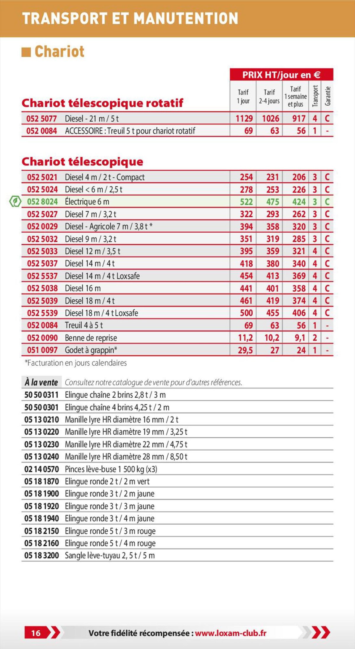 Catalogue Loxam Tarifs professionnels, page 00018