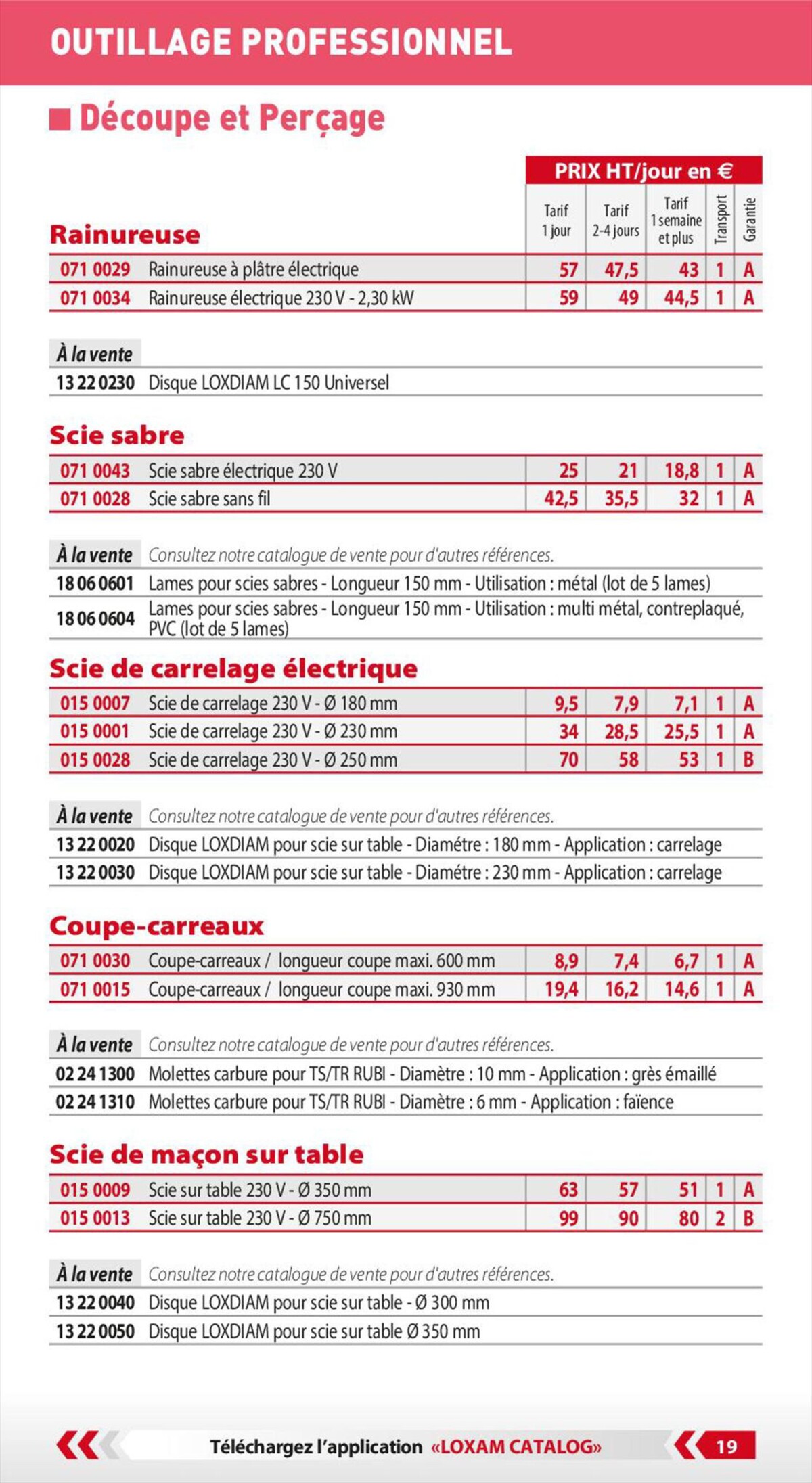 Catalogue Loxam Tarifs professionnels, page 00021