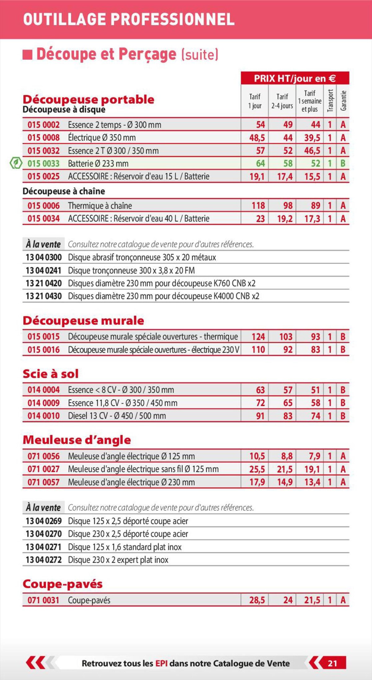 Catalogue Loxam Tarifs professionnels, page 00023