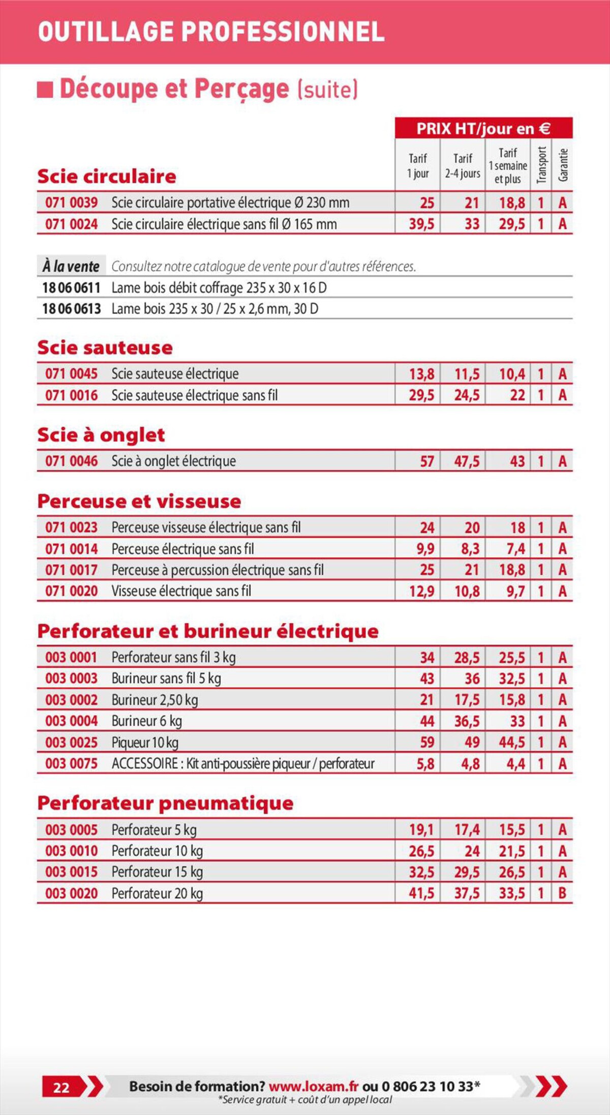 Catalogue Loxam Tarifs professionnels, page 00024