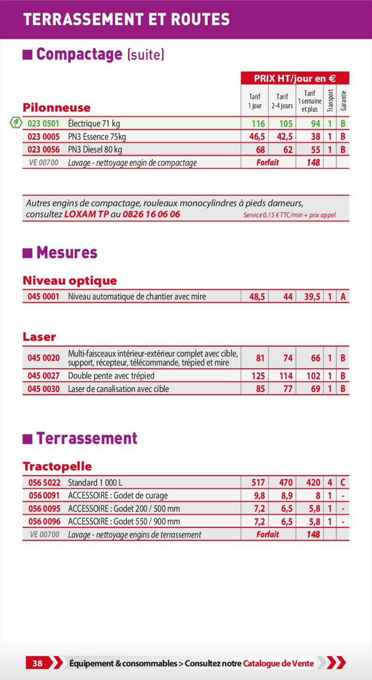 Catalogue Loxam Tarifs professionnels, page 00040