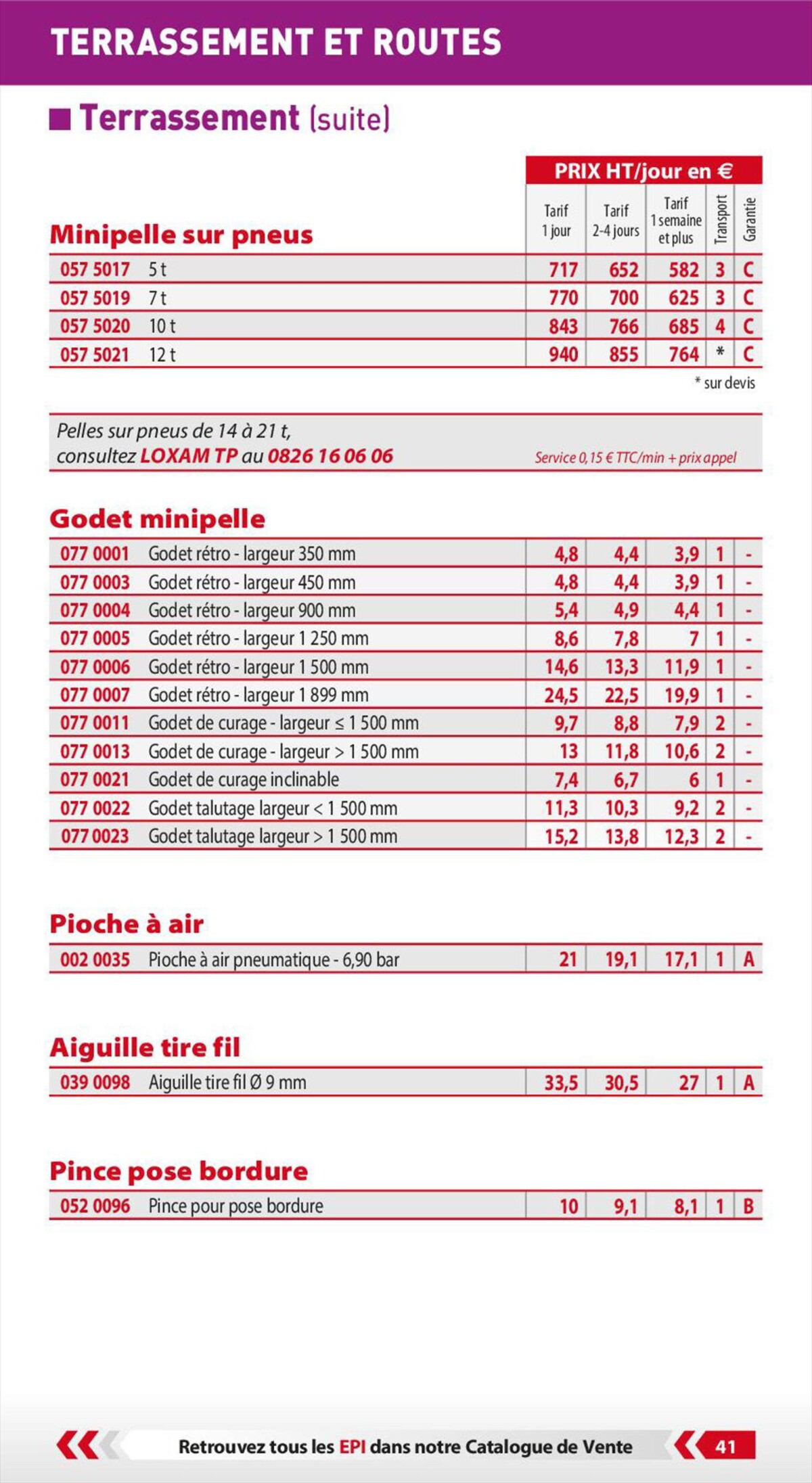 Catalogue Loxam Tarifs professionnels, page 00043