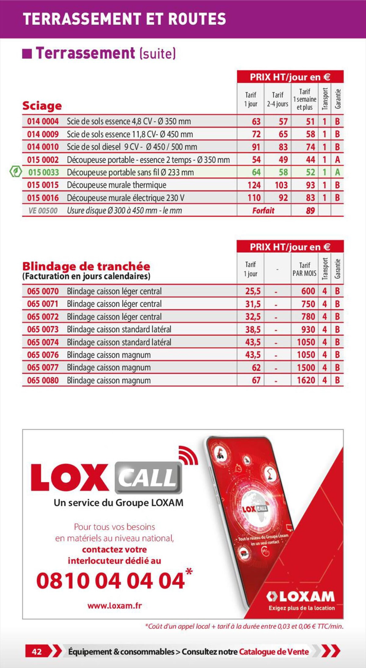 Catalogue Loxam Tarifs professionnels, page 00044