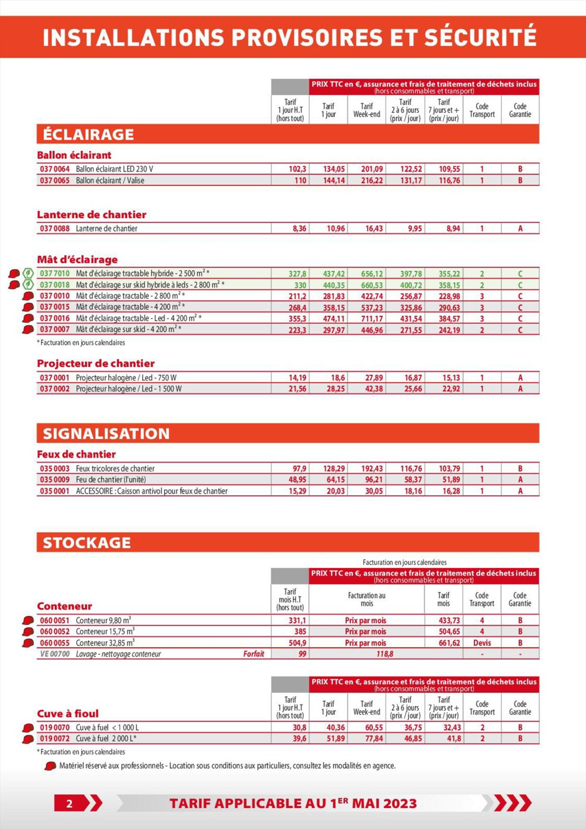 Catalogue Loxam Tarifs particuliers, page 00004