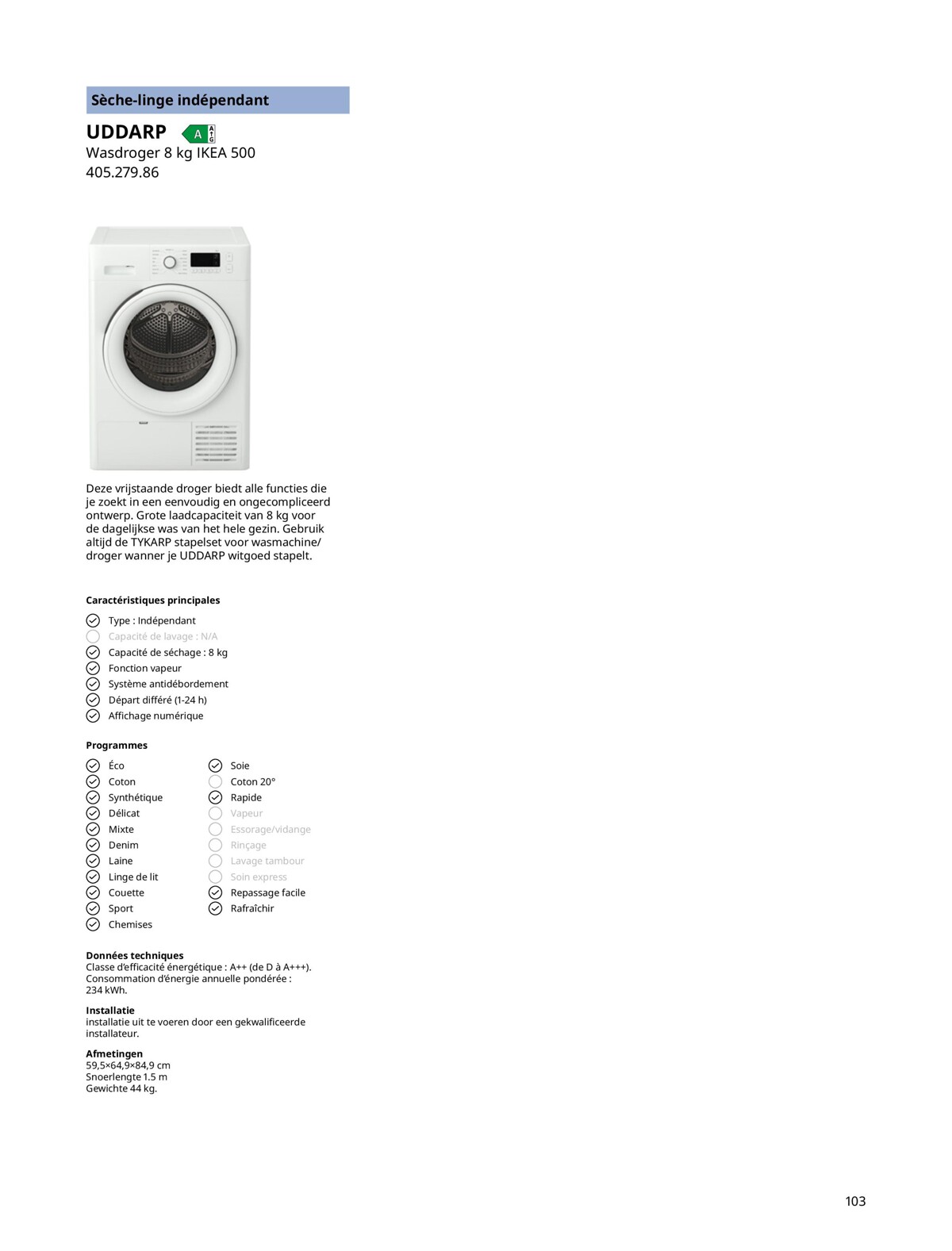 Catalogue Électroménagers IKEA 2023, page 00103