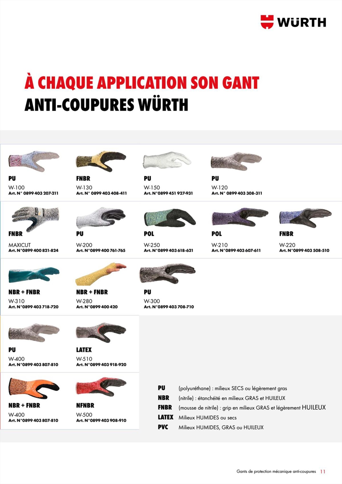 Catalogue Würth - Gants de Protection, page 00011