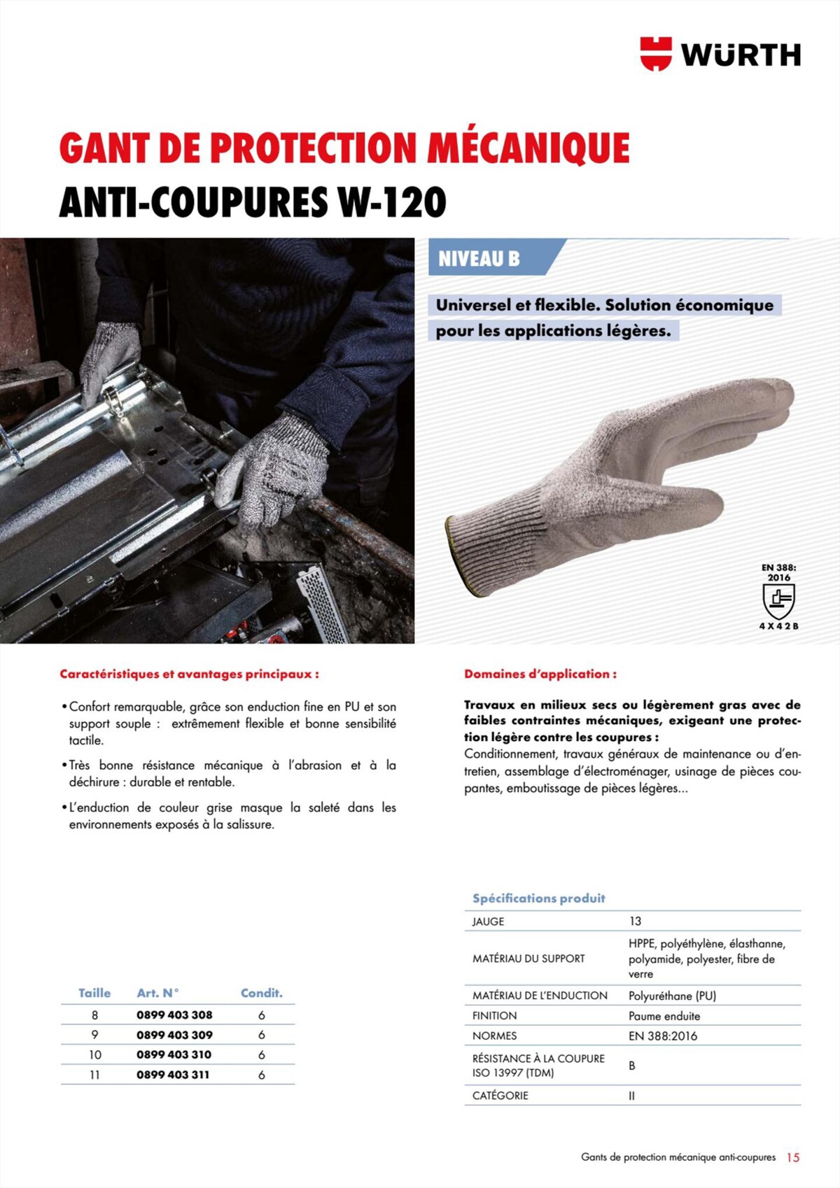 Catalogue Würth - Gants de Protection, page 00015