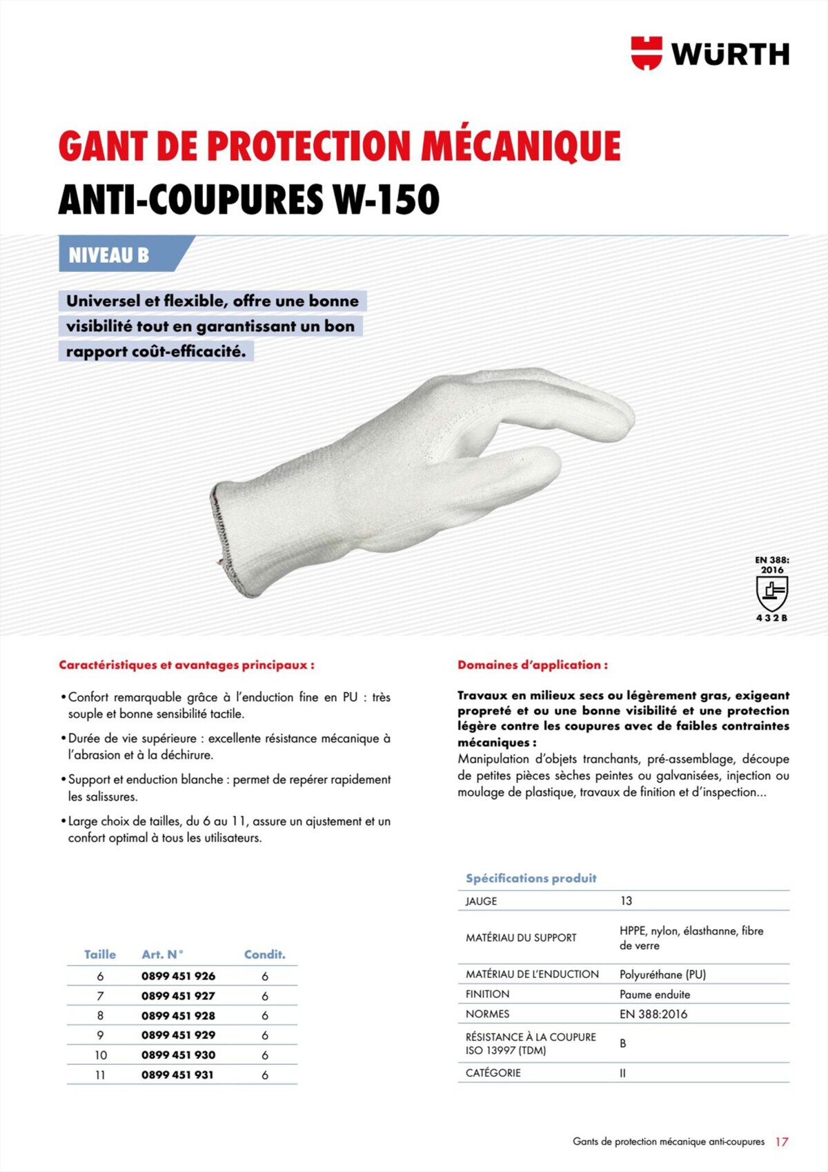 Catalogue Würth - Gants de Protection, page 00017