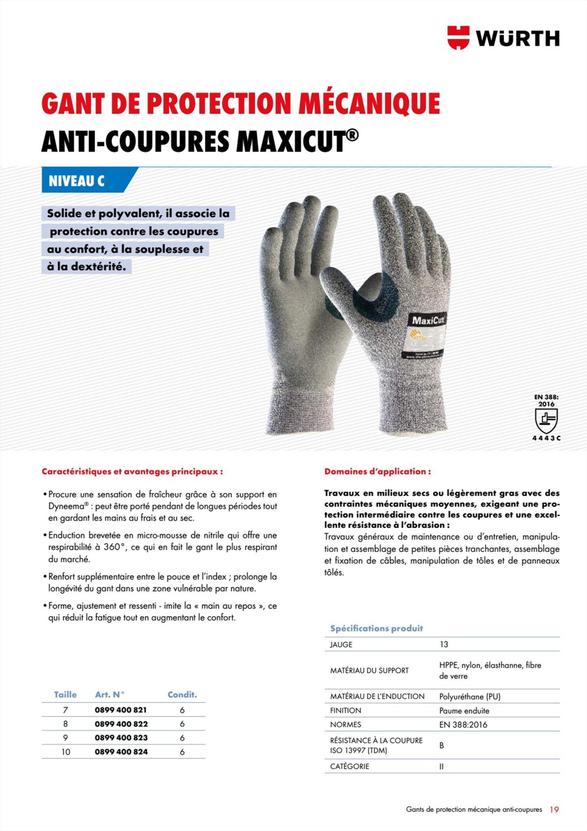 Catalogue Würth - Gants de Protection, page 00019