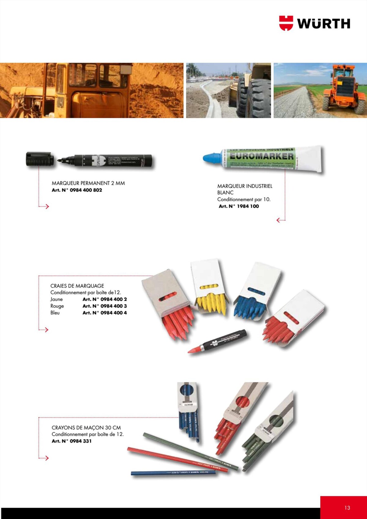 Catalogue Würth - La Selection Travaux Publics, page 00013