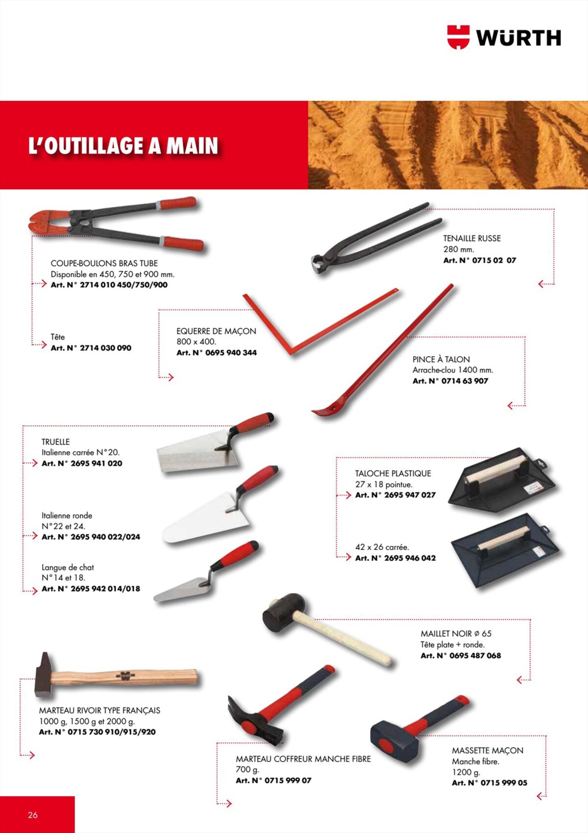 Catalogue Würth - La Selection Travaux Publics, page 00026