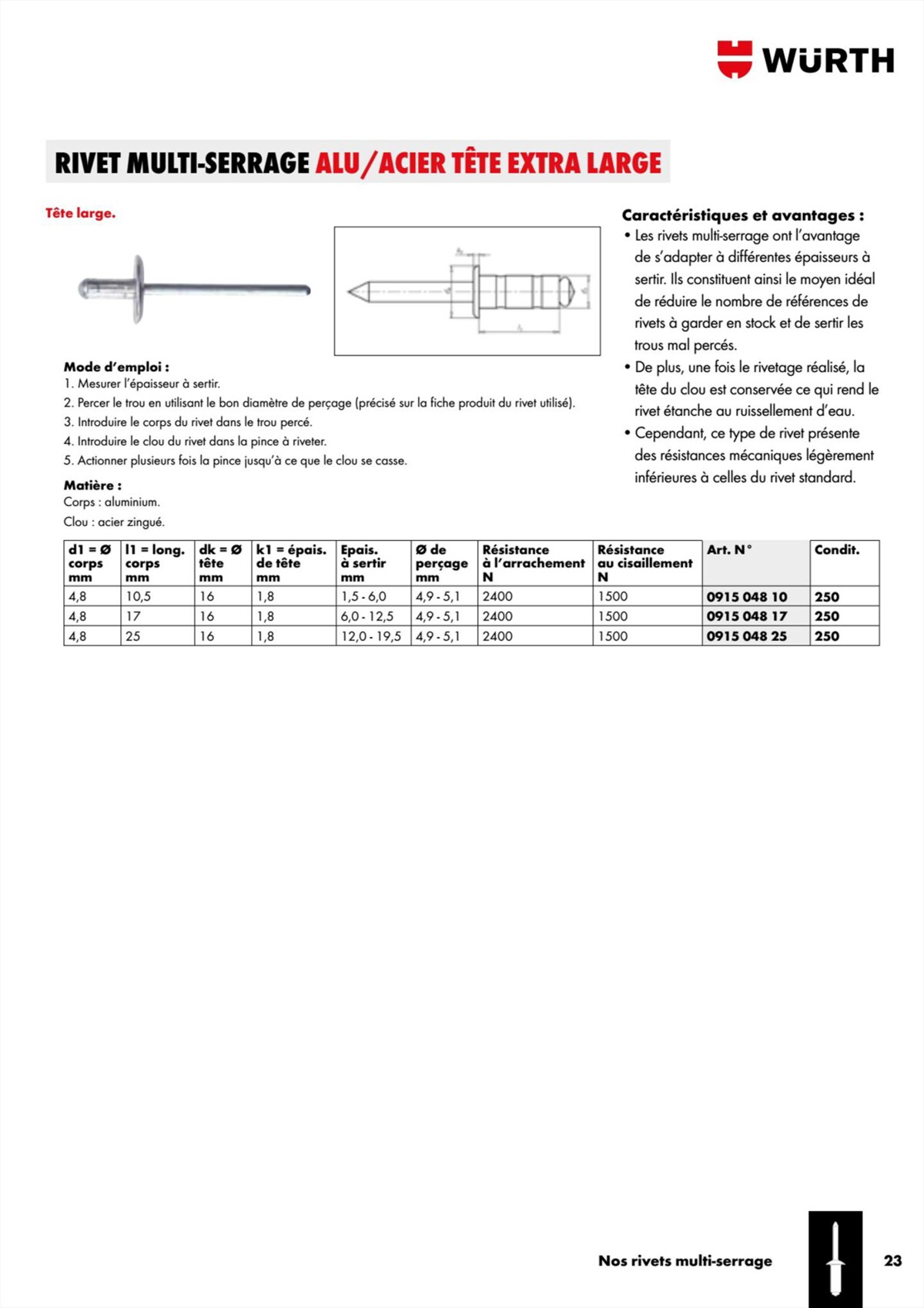 Catalogue Würth - Rivets Et Inserts, page 00023