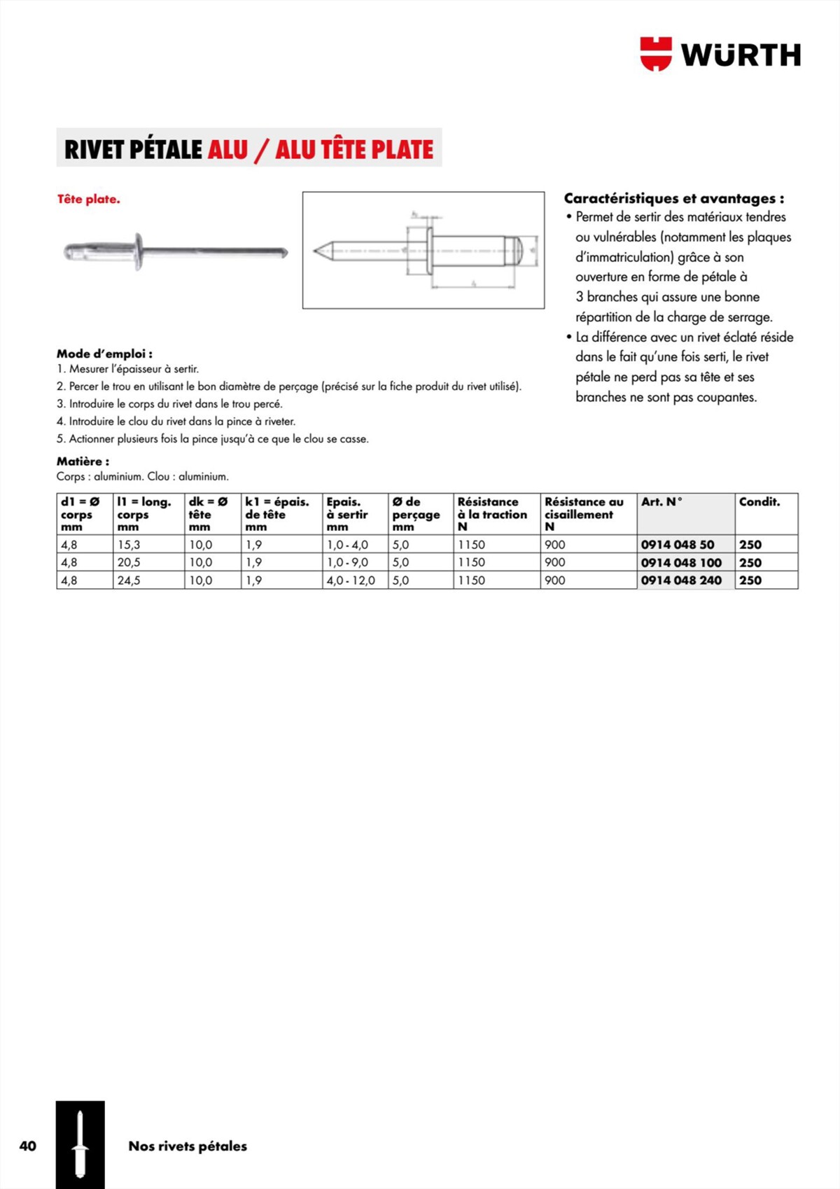 Catalogue Würth - Rivets Et Inserts, page 00040