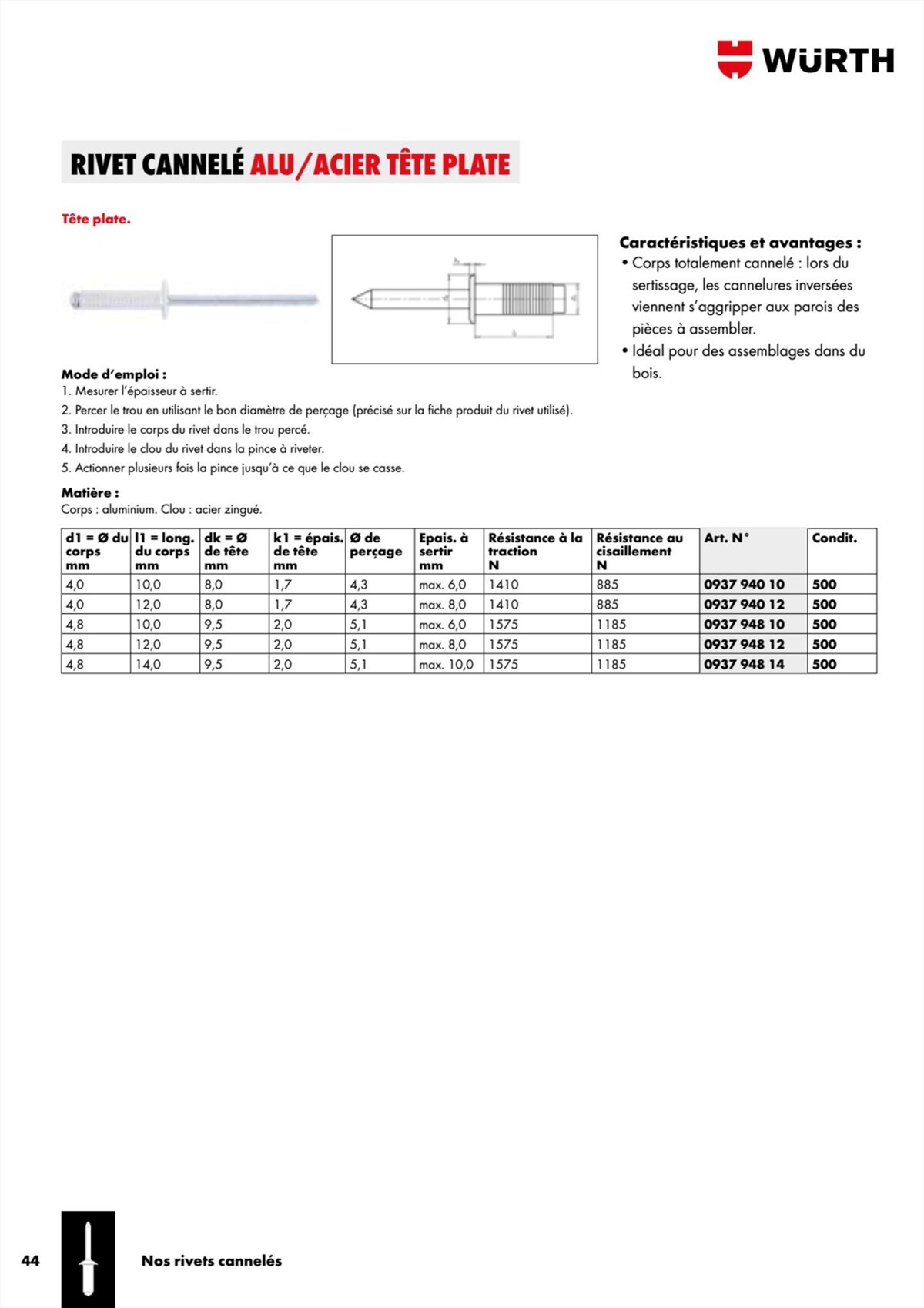 Catalogue Würth - Rivets Et Inserts, page 00044