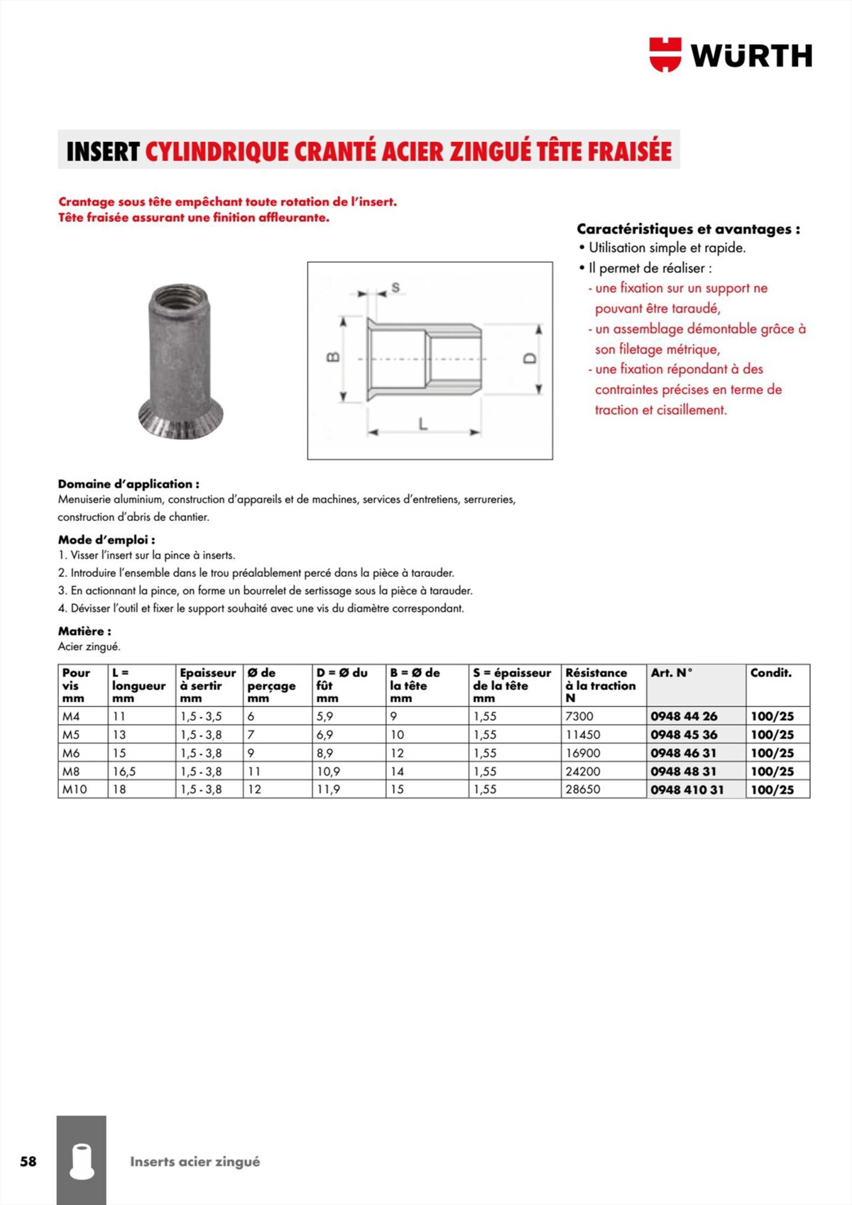 Catalogue Würth - Rivets Et Inserts, page 00058