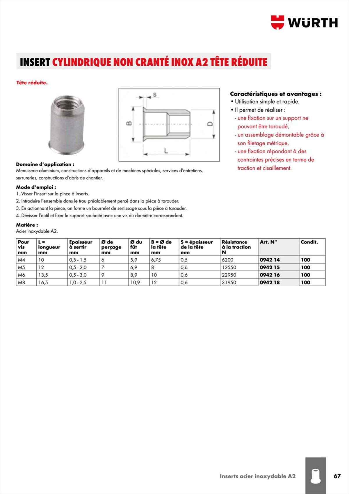 Catalogue Würth - Rivets Et Inserts, page 00067