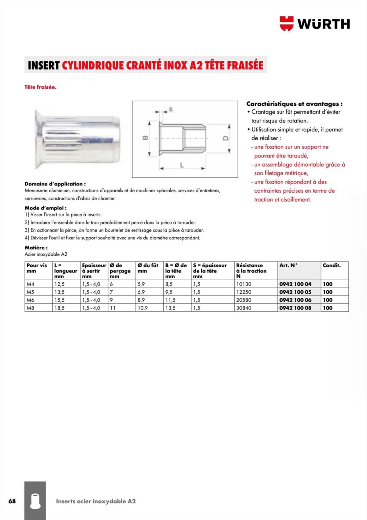 Catalogue Würth - Rivets Et Inserts, page 00068