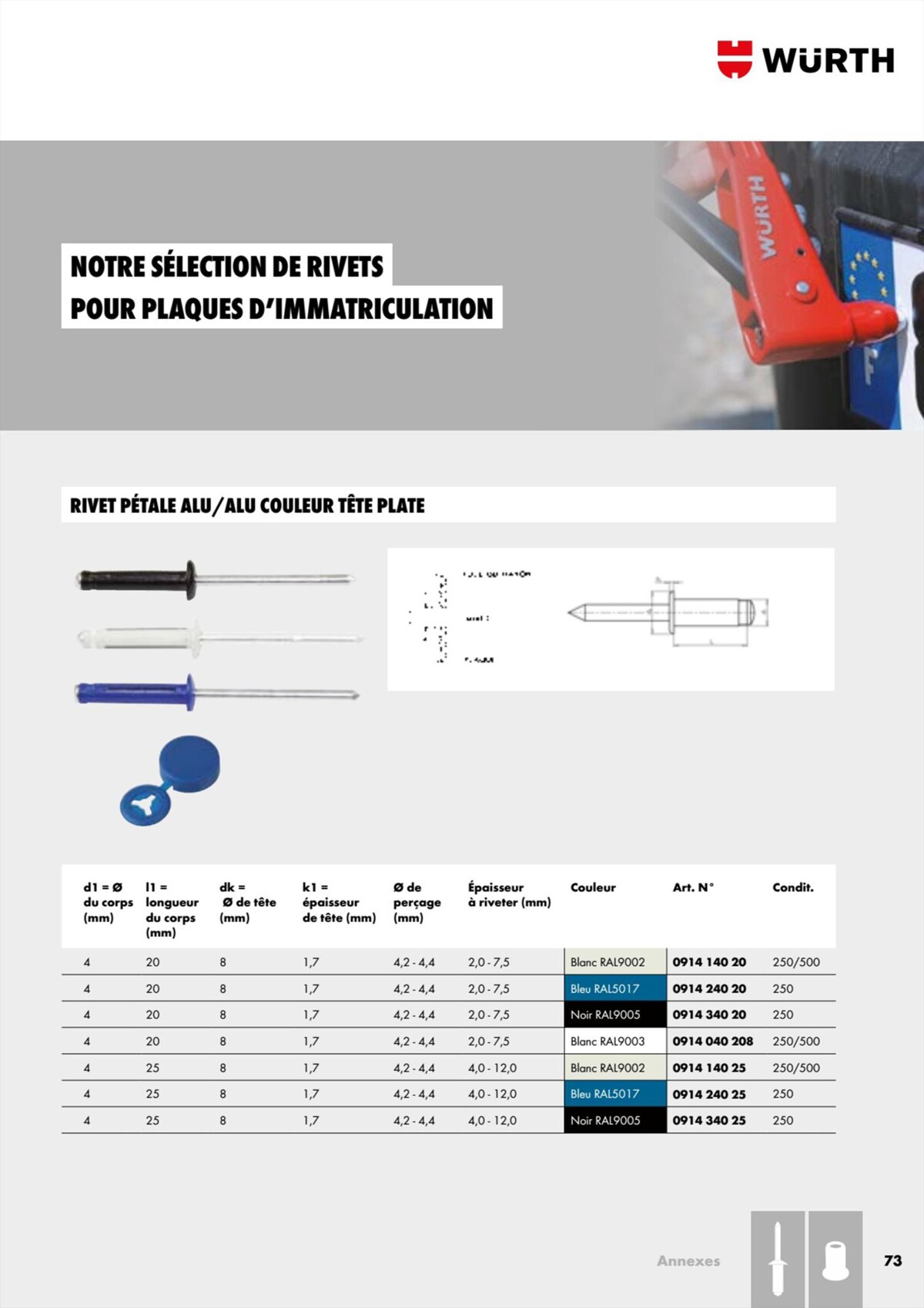 Catalogue Würth - Rivets Et Inserts, page 00073