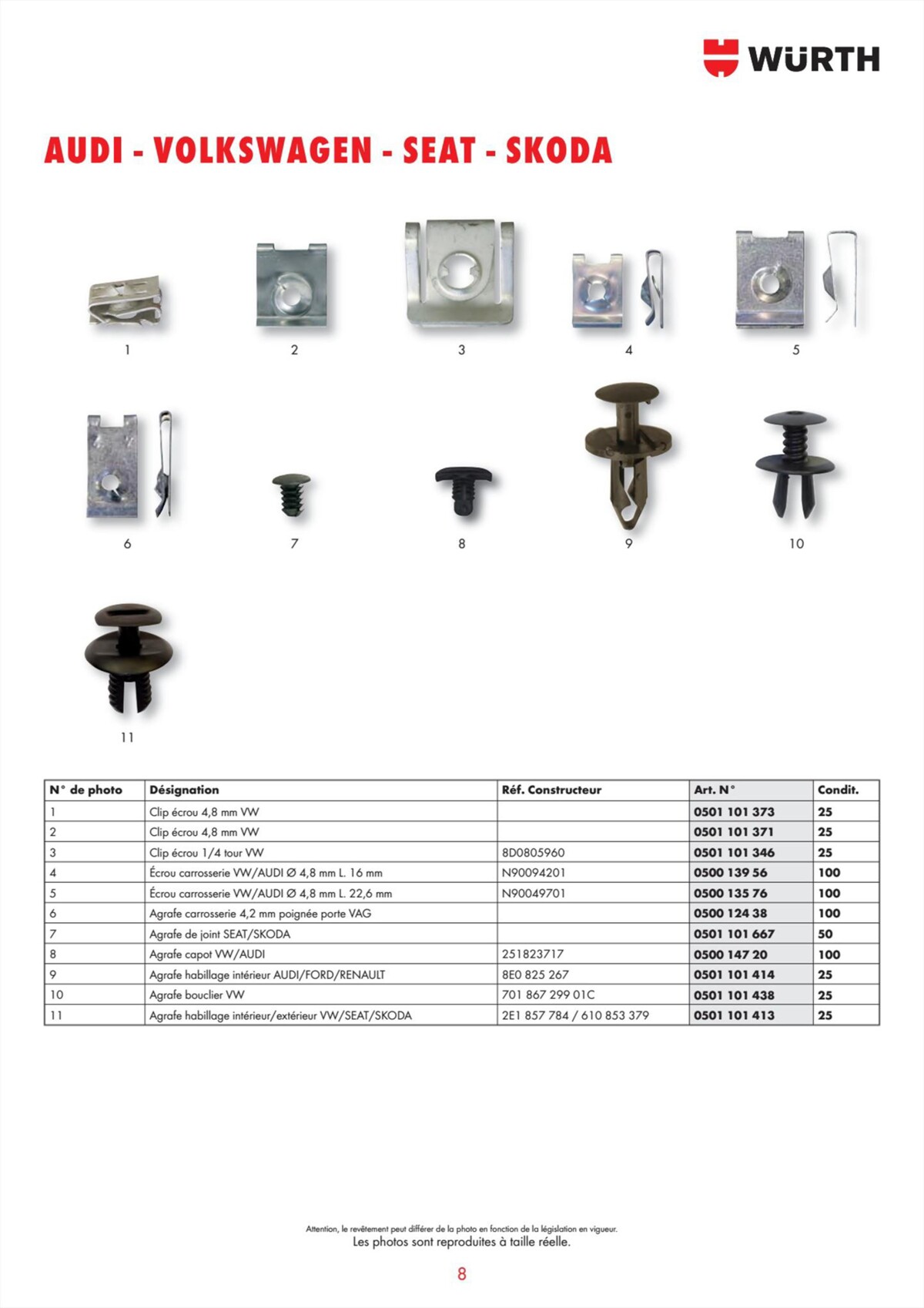 Catalogue Würth - Programme D´Agrafes , page 00008