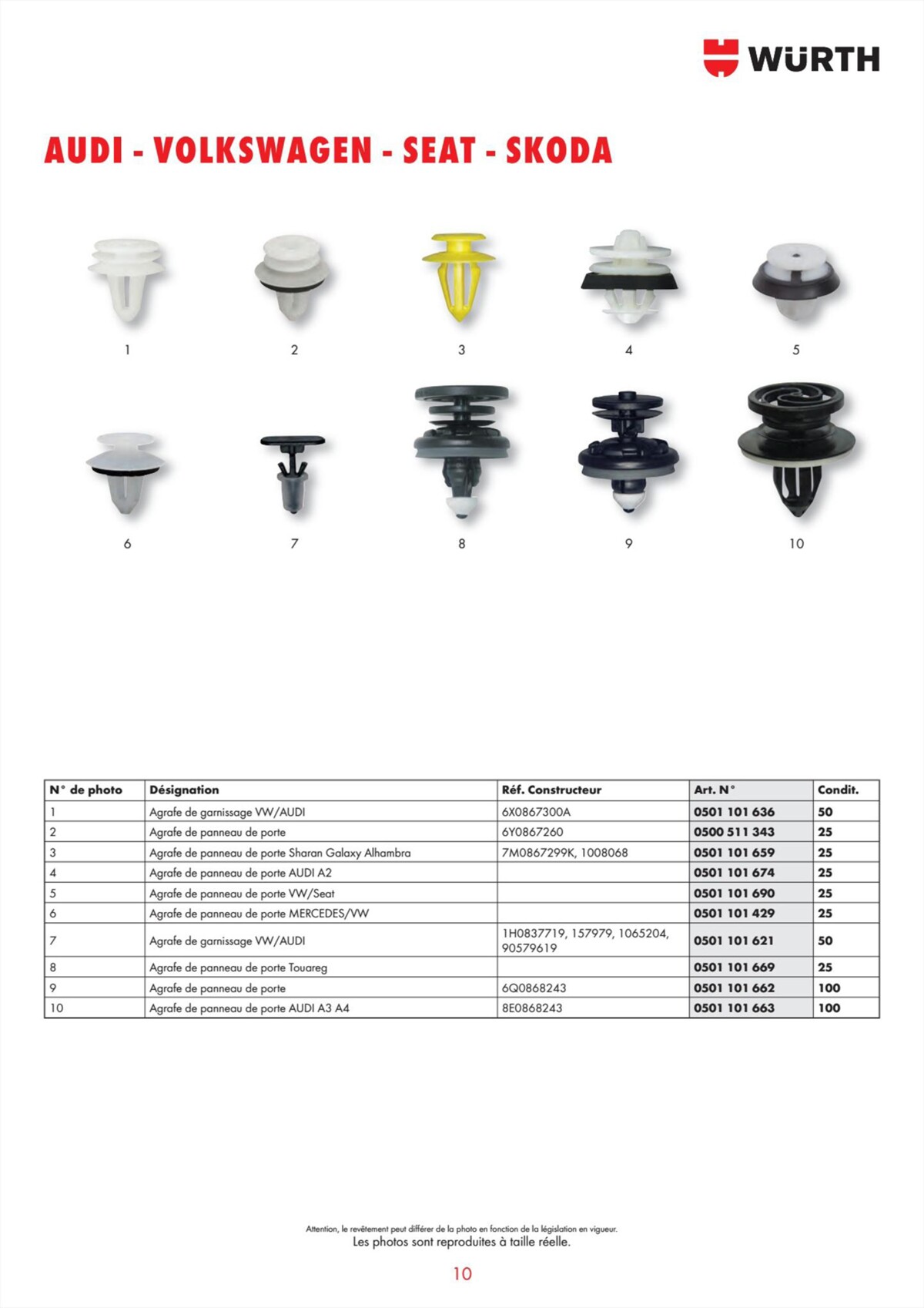 Catalogue Würth - Programme D´Agrafes , page 00010